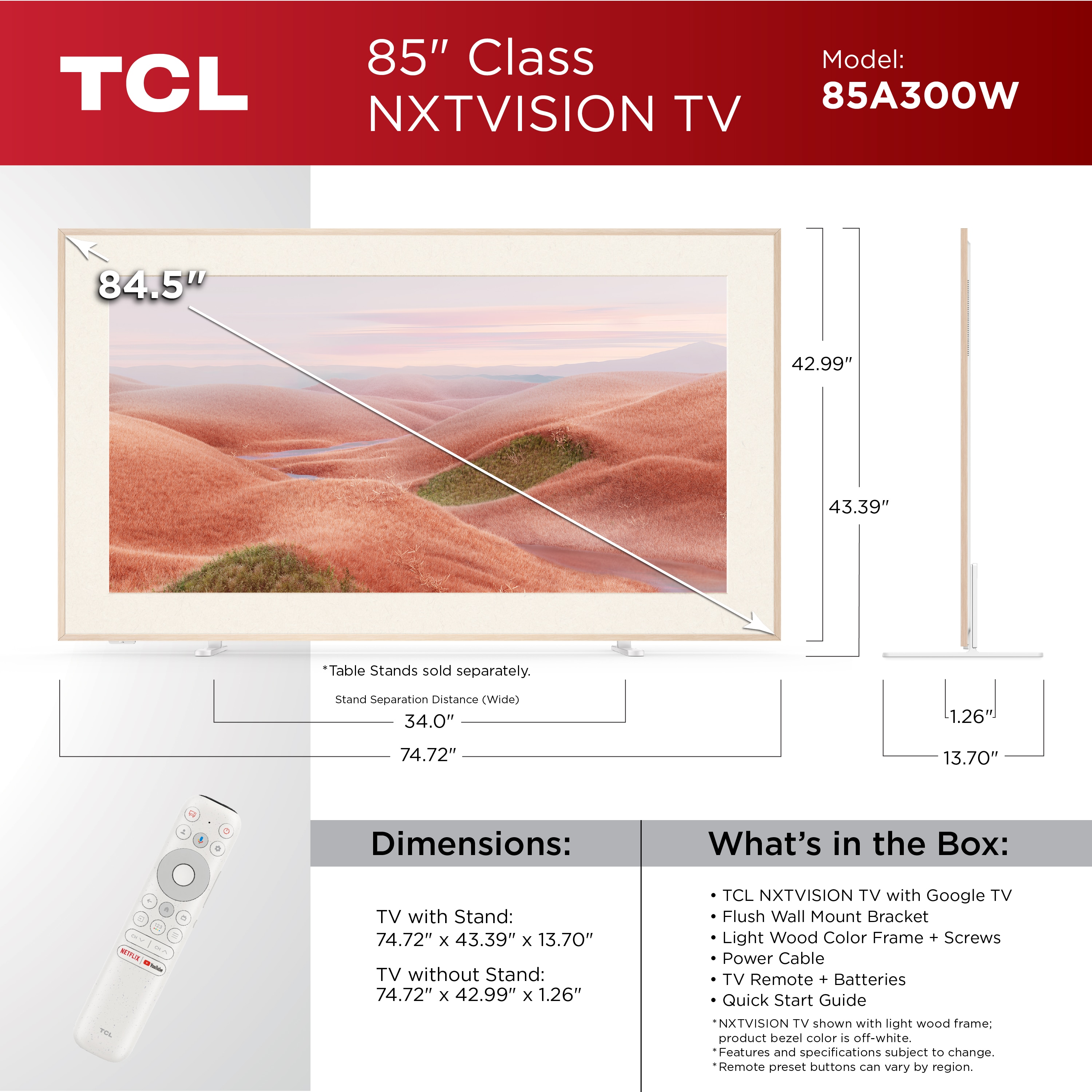 TCL - 85" Class NXTVISION QLED 4K UHD Smart Google TV, , hires