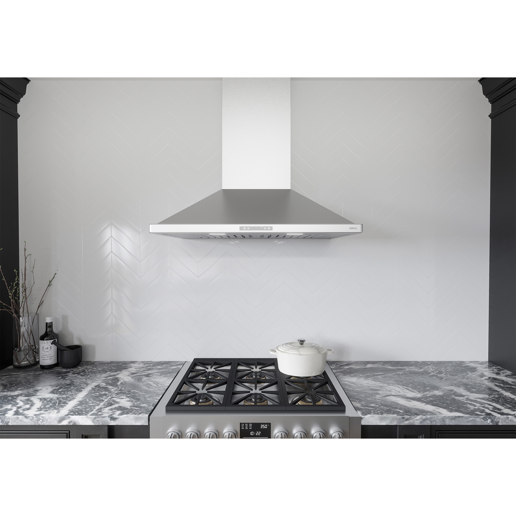 Zephyr 42 in. Smart Convertible Chimney Style Range Hood with 700 CFM, 6 Fan Speeds & 2 LED Lights - Stainless Steel, , hires