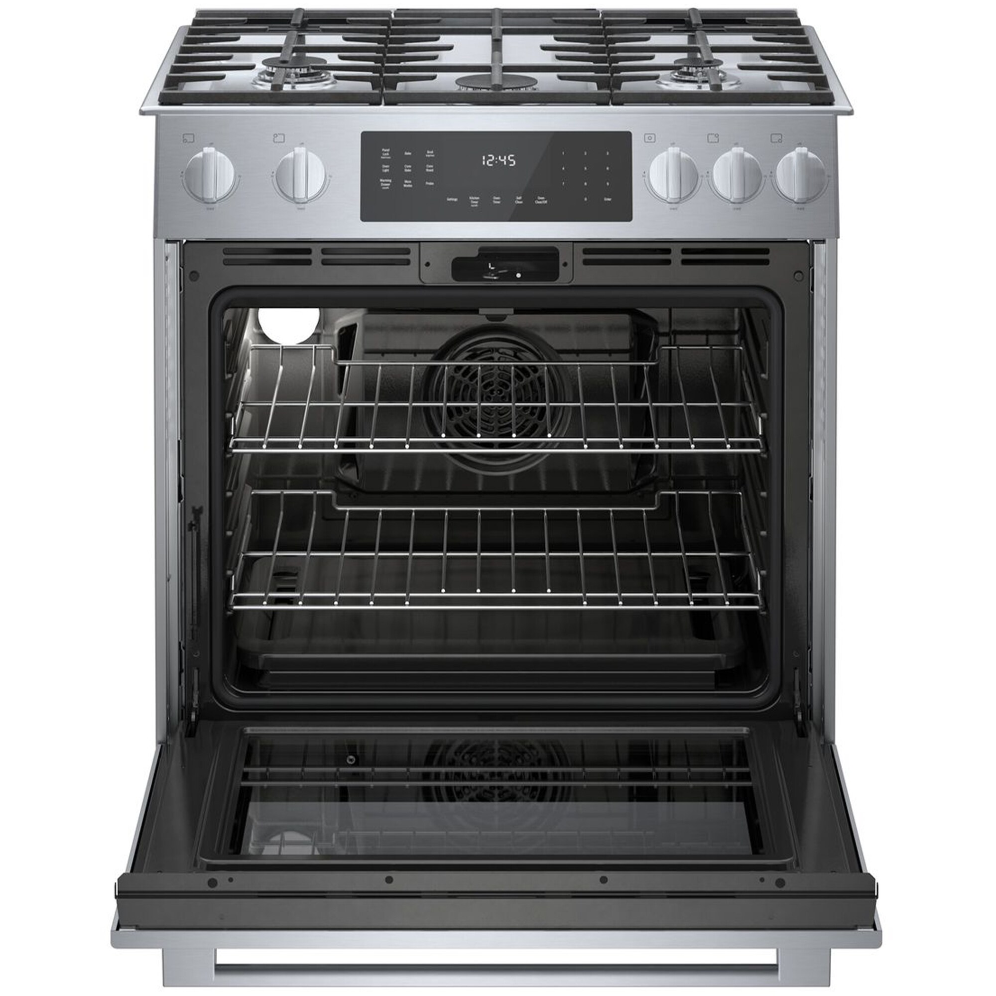 Bosch Benchmark 30 in. 4.8 cu. ft. Standard Convection Slide-In Gas Range with 5 Sealed Burners - Stainless Steel, , hires