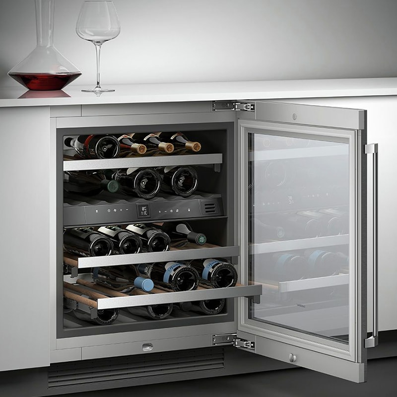 Gaggenau 400 Series 24 in. Undercounter Wine Cooler with Metal & Wood Racks, Dual Temperature Zones & 34 Bottle Capacity - Stainless Steel, , hires