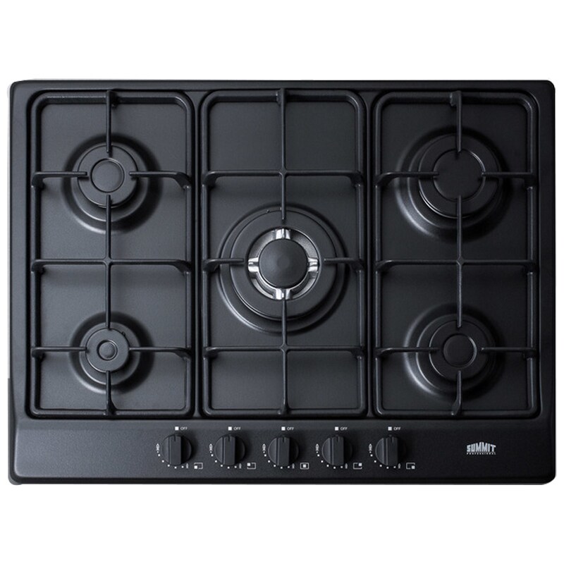 Summit 27 in. 5-Burner Natural Gas Cooktop - Black, , hires