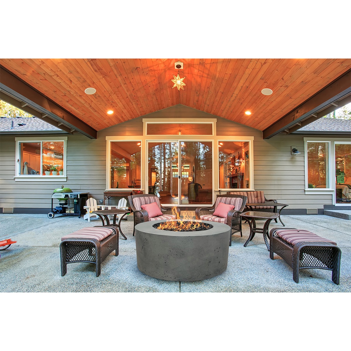 XO 36 in. Round Gas Fire Table - Gray, , hires