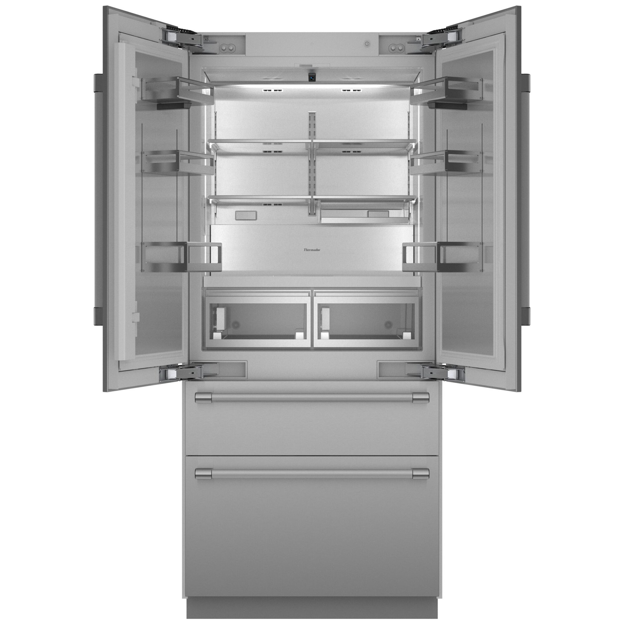Thermador Freedom Collection 36 in. Built-In 20.1 cu. ft. Smart Counter Depth 4-Door French Door Refrigerator with Internal Water Dispenser and Masterpiece handles Stainless Steel, Stainless Steel, hires