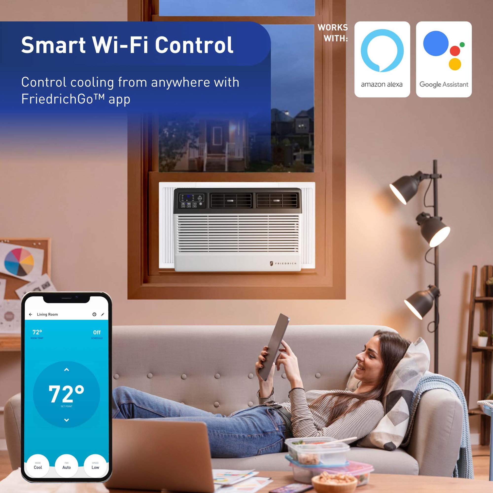 Friedrich Chill Premier Series 10,000 BTU 115V Smart Window Air Conditioner with 3 Fan Speeds, Remote Control - White, , hires