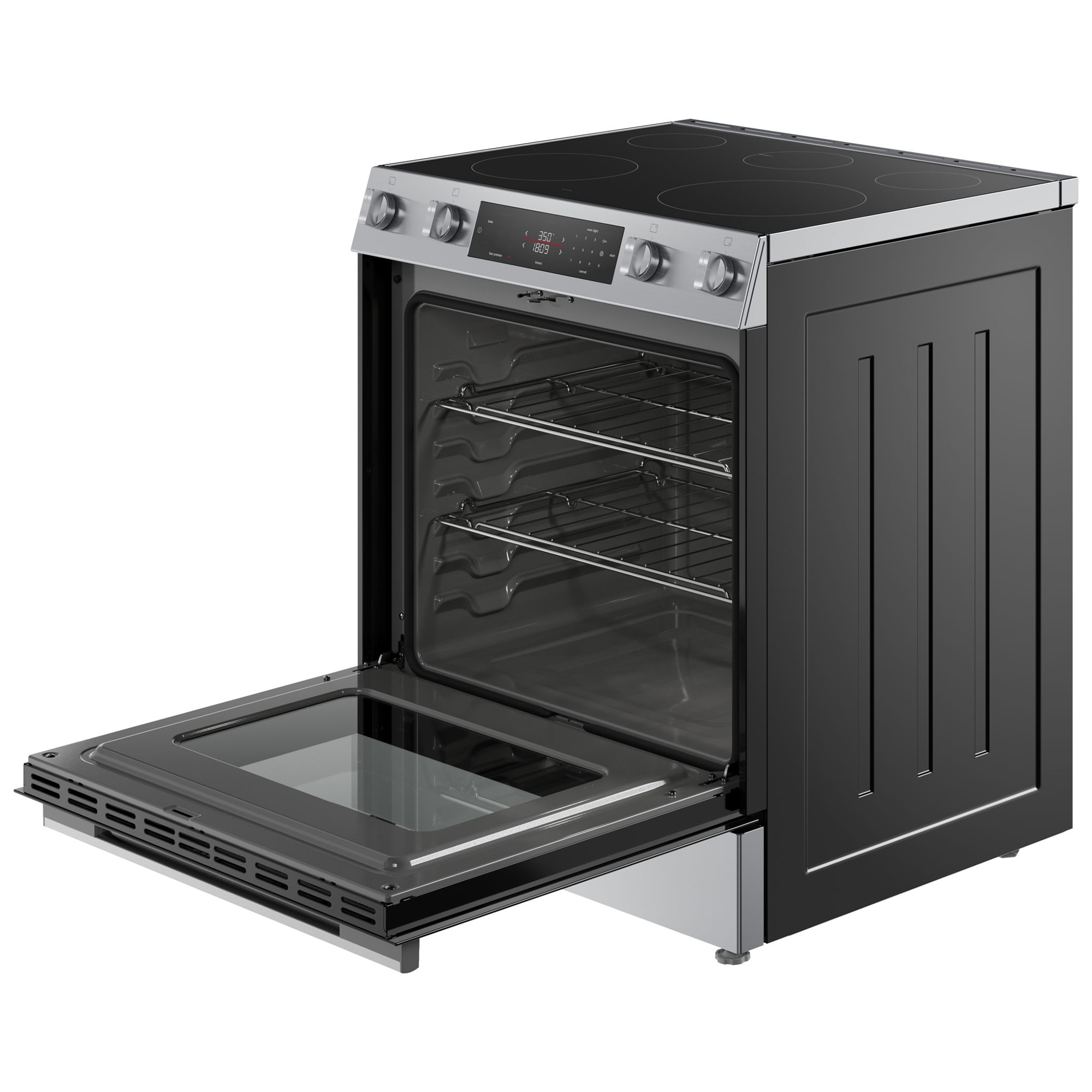 Bosch 100 Series 30 in. 5.8 cu. ft. Air Fry Standard Convection Slide-In Electric Range with Smoothtop Burners - Stainless Steel, , hires