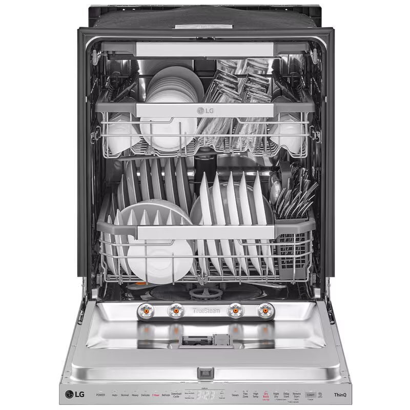 LG 24 in. Top Control Smart Dishwasher with 42 dBa Sound Level, 3rd-Rack, Dynamic Heat Dry & Pocket - PrintProof Stainless Steel, PrintProof Stainless Steel, hires