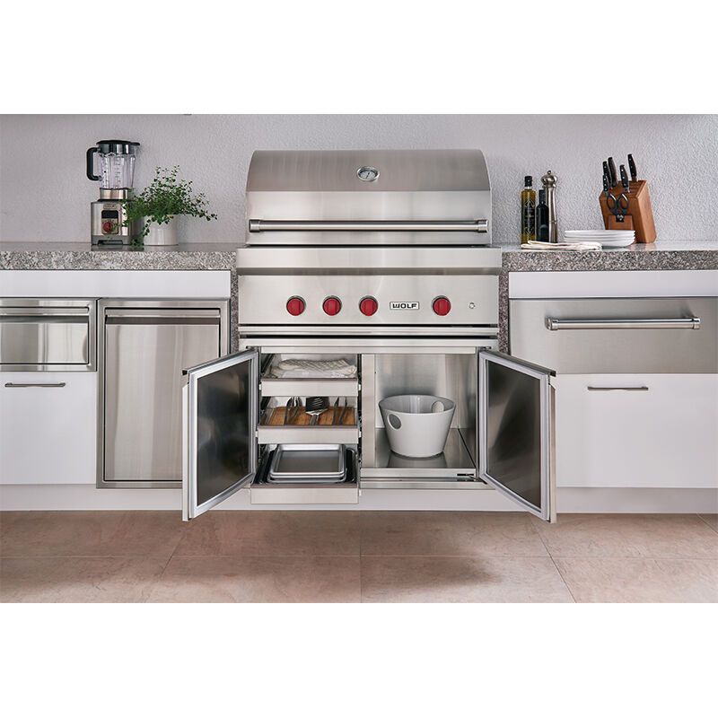 Wolf 36 in. 3-Burner Built-In Natural Gas Grill with Rotisserie, Sear Burner & Smoker Box - Stainless Steel, , hires