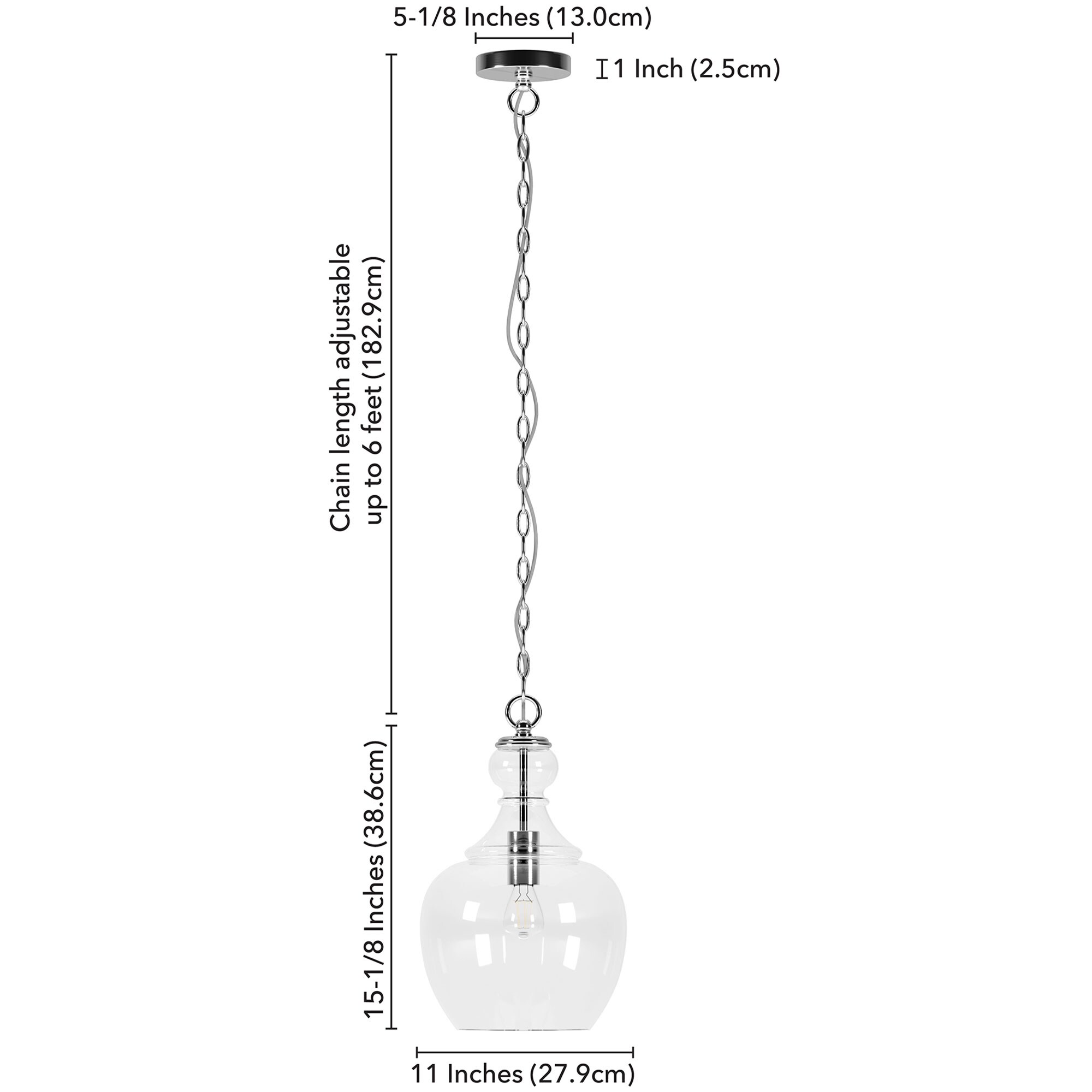 Hudson & Canal Verona 11 in. Pendent with Clear Glass Shade Brushed Nickel P.C. Richard & Son