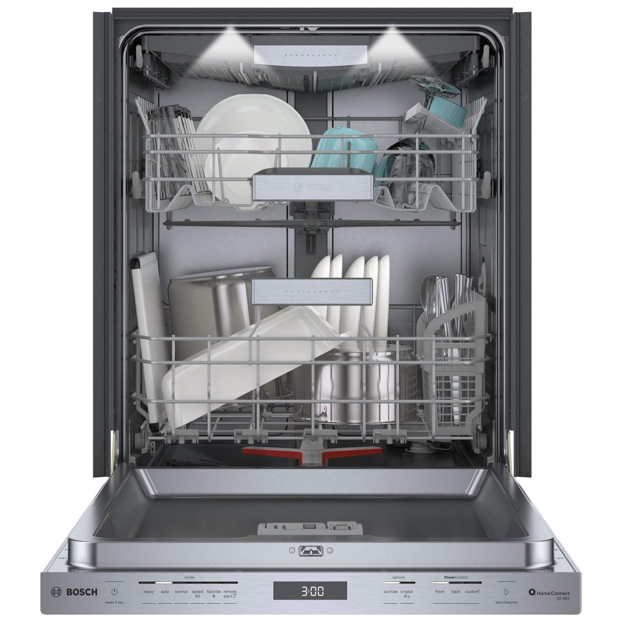 Bosch Benchmark 24 in. Top Control Smart Dishwasher with 38 dBa Sound Level, 3rd-Rack, CrystalDry & Pocket - Stainless Steel, Stainless Steel, hires