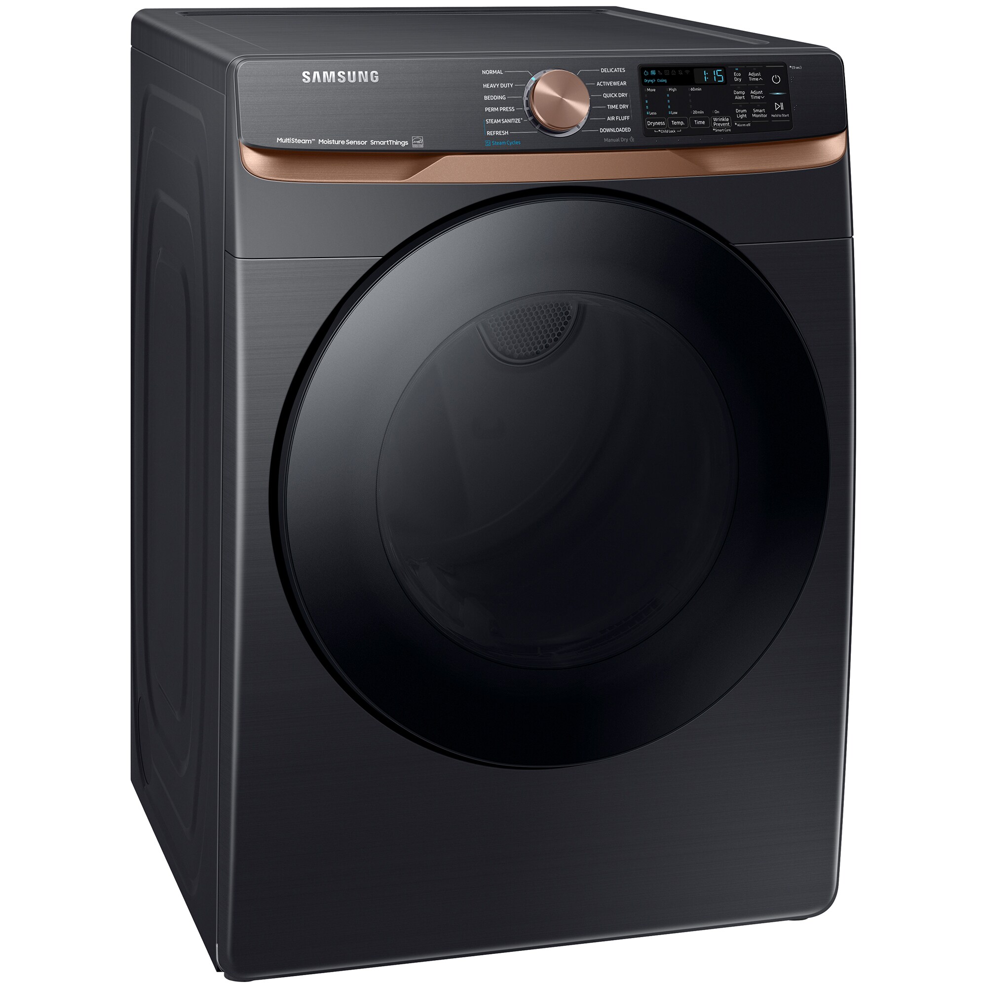 Samsung 27 in. 7.5 cu. ft. Smart Stackable Gas Dryer with Sanitize+, Steam Cycle & Sensor Dry - Brushed Black, Brushed Black, hires