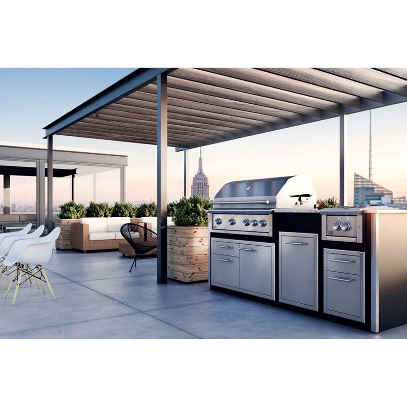 XO Barbeque Outdoor Kitchen Island for 42" Grill with White Carrera