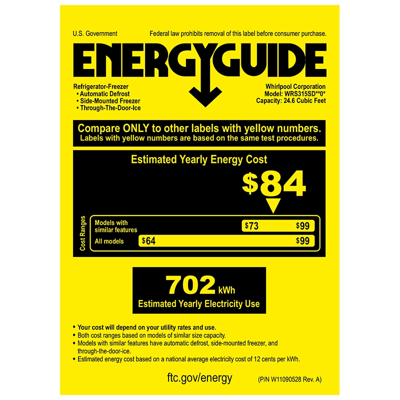 Whirlpool 36 in. 24.6 cu. ft. Side by Side Refrigerator with Ice & Water Dispenser - Biscuit, Biscuit, hires