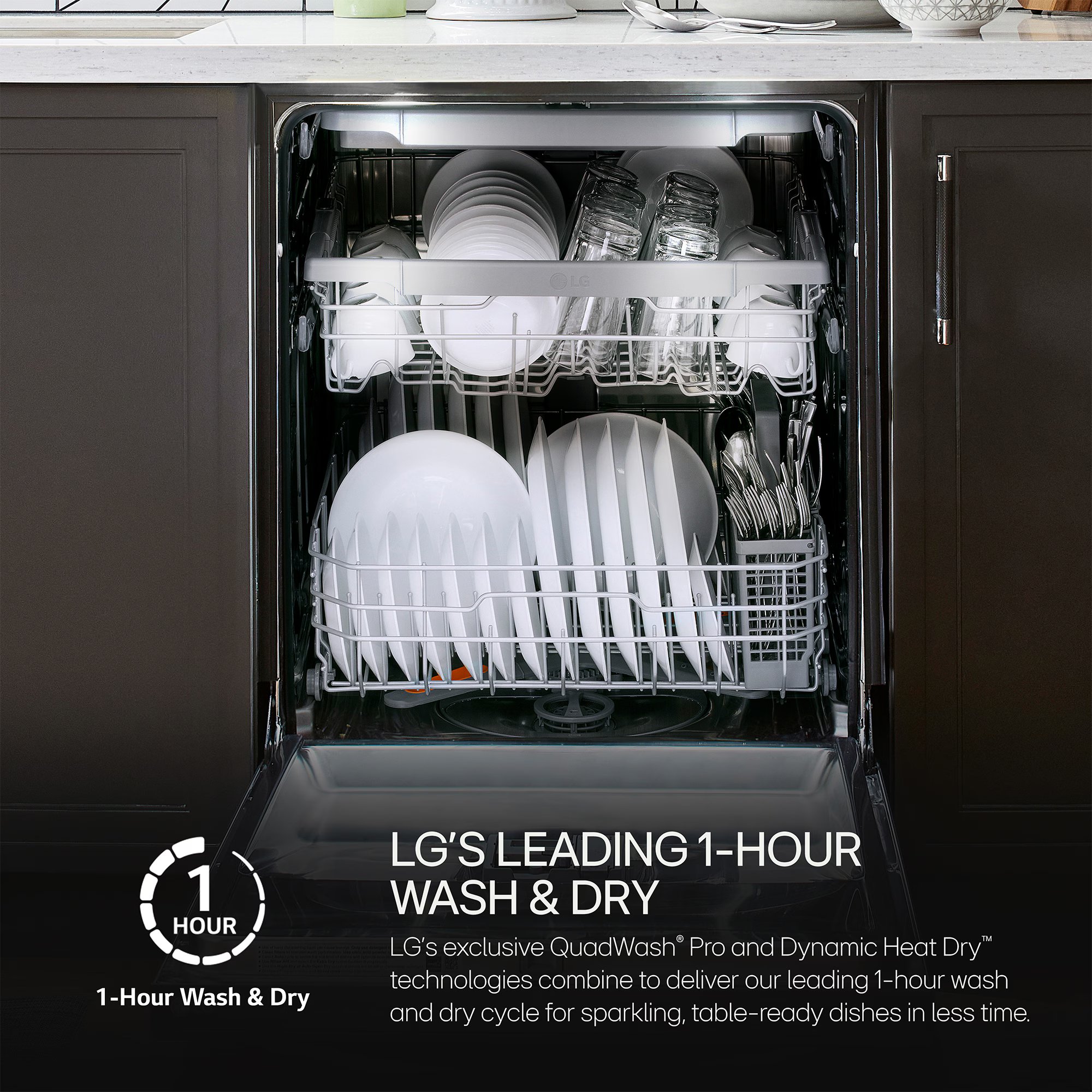 LG 24 in. Top Control Smart Dishwasher with 46 dBa Sound Level & 3rd-Rack - PrintProof Stainless Steel, PrintProof Stainless Steel, hires