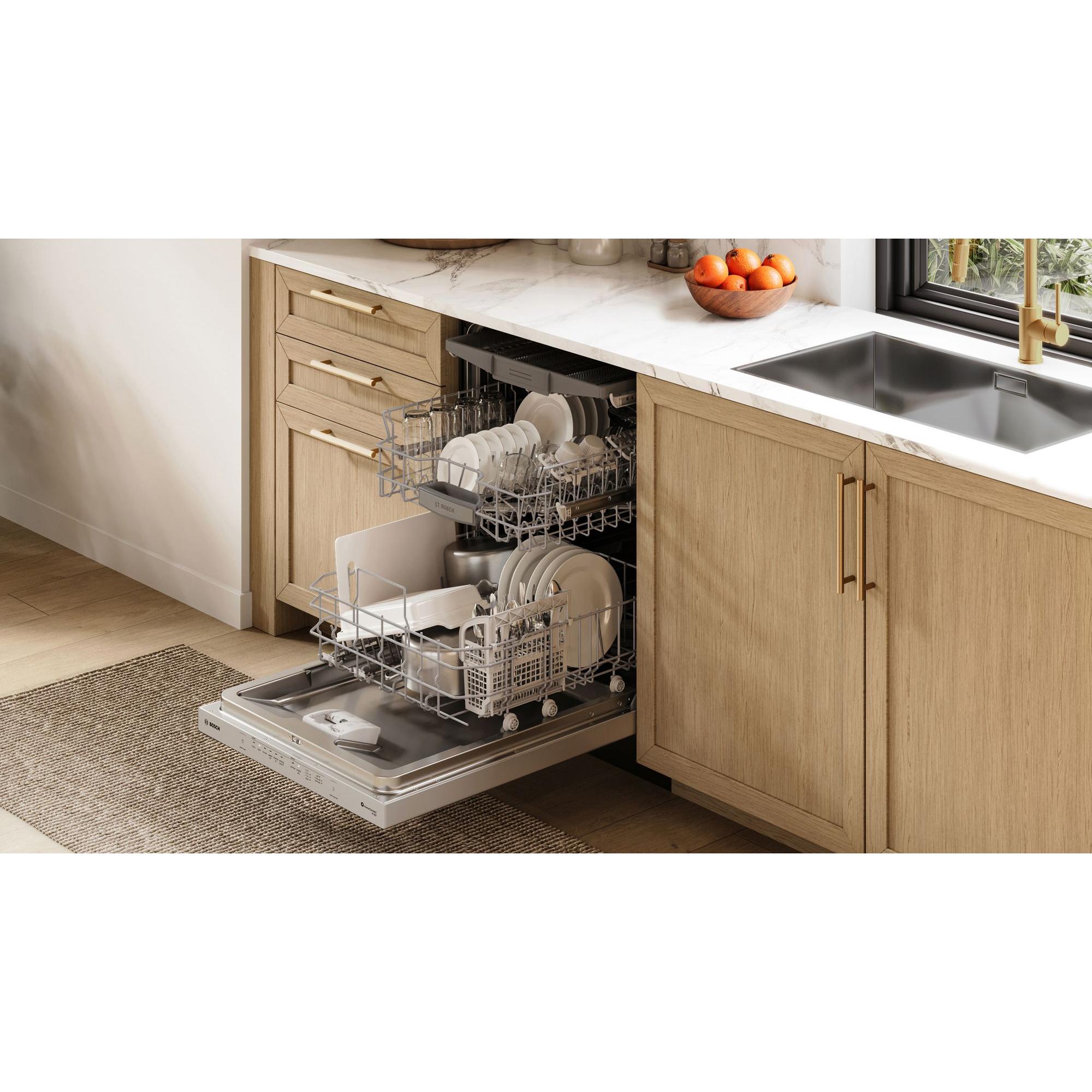 Bosch 800 Series 24 in. Top Control Smart Dishwasher with 42 dBA Sound Level, 3rd Rack, CrystalDry & Pocket Handle - Stainless Steel, , hires