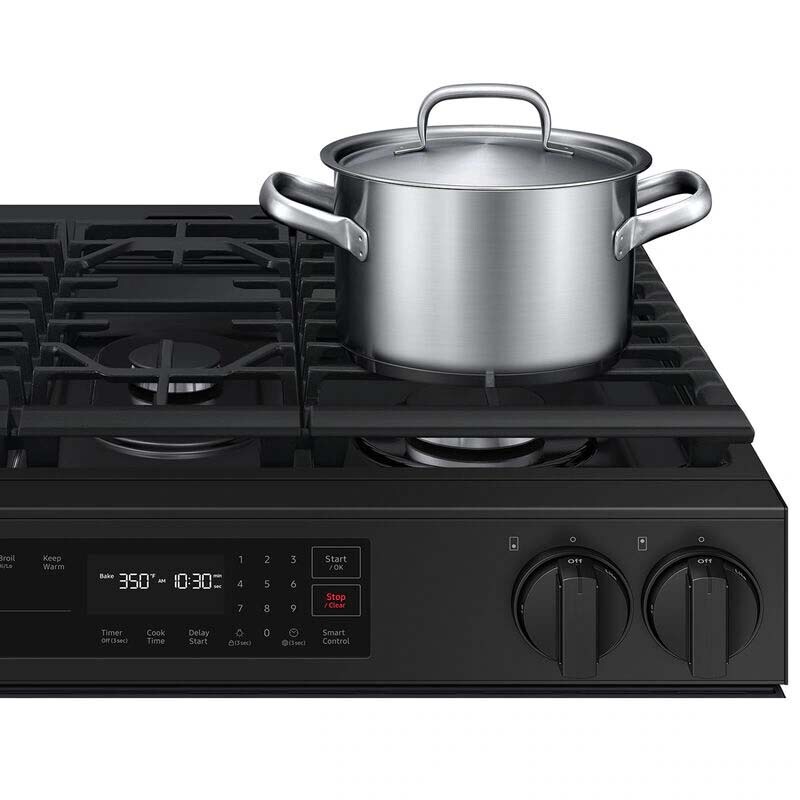 Samsung Bespoke 30 in. 6 cu. ft. Smart Slide-In Gas Range with 5 Sealed Burners - Matte Black Steel, Matte Black Steel, hires
