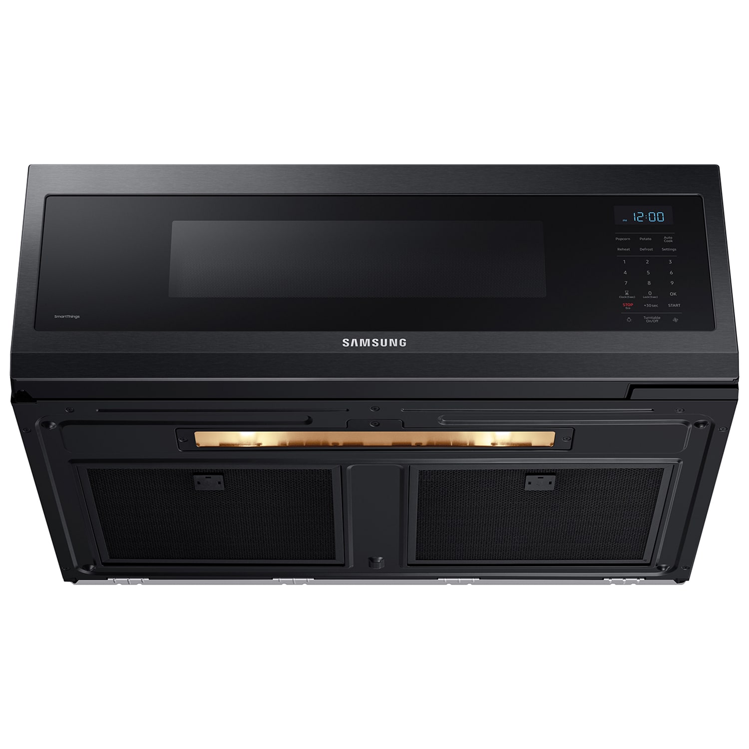 Samsung 30 in. 1.1 cu. ft. 1100W Low Profile Smart Over-the-Range Microwave with 400 CFM - Matte Black Steel, , hires