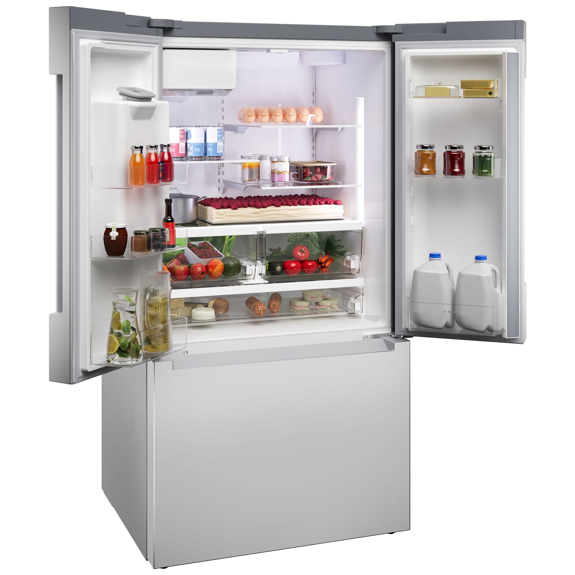 Bosch 100 Series 36 in. 26 cu. ft. Smart French Door Refrigerator with Ice & Water Dispenser - Stainless Steel, , hires