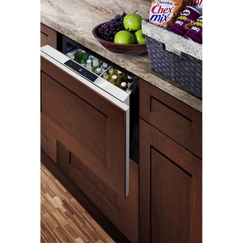 Summit 24 in. 1.6 cu. ft. Outdoor Single Refrigerator Drawer - Stainless Steel/Panel Ready, , hires