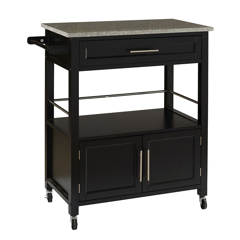 Madison Kitchen Cart with Granite Top-Black, , hires