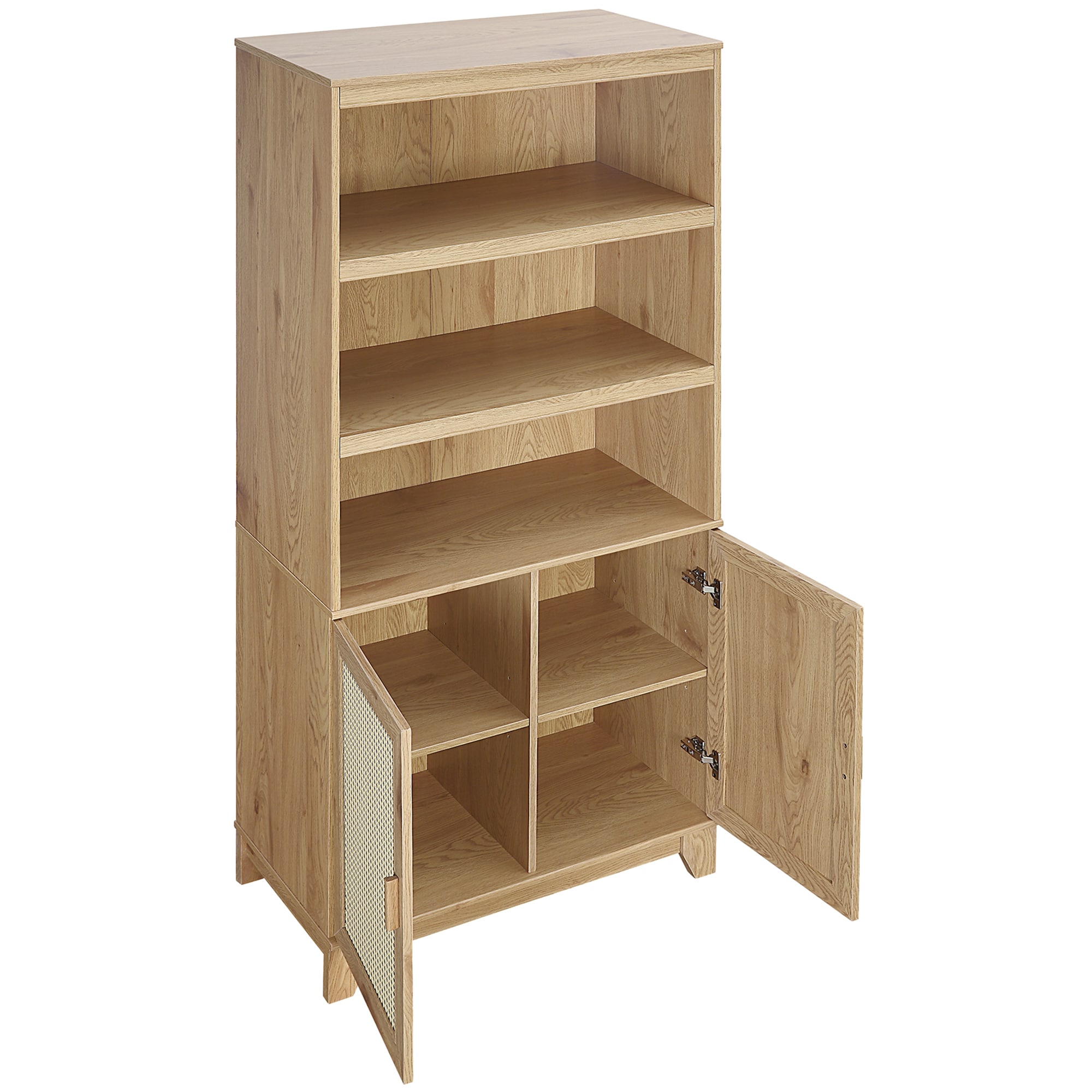 Manhattan Comfort Sheridan Modern Cane Bookcase with Adjustable Shelves - Nature, , hires