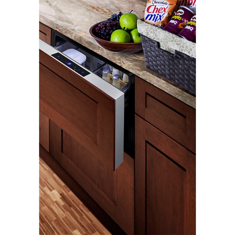 Summit 24 in. 2.0 cu. ft. Outdoor Single Refrigerator Drawer - Stainless Steel/Panel Ready, , hires