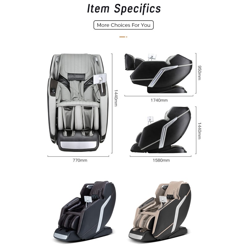 Lifesmart 4D Zero Gravity Massage Chair with Bluetooth Speakers - Gray & Black, , hires