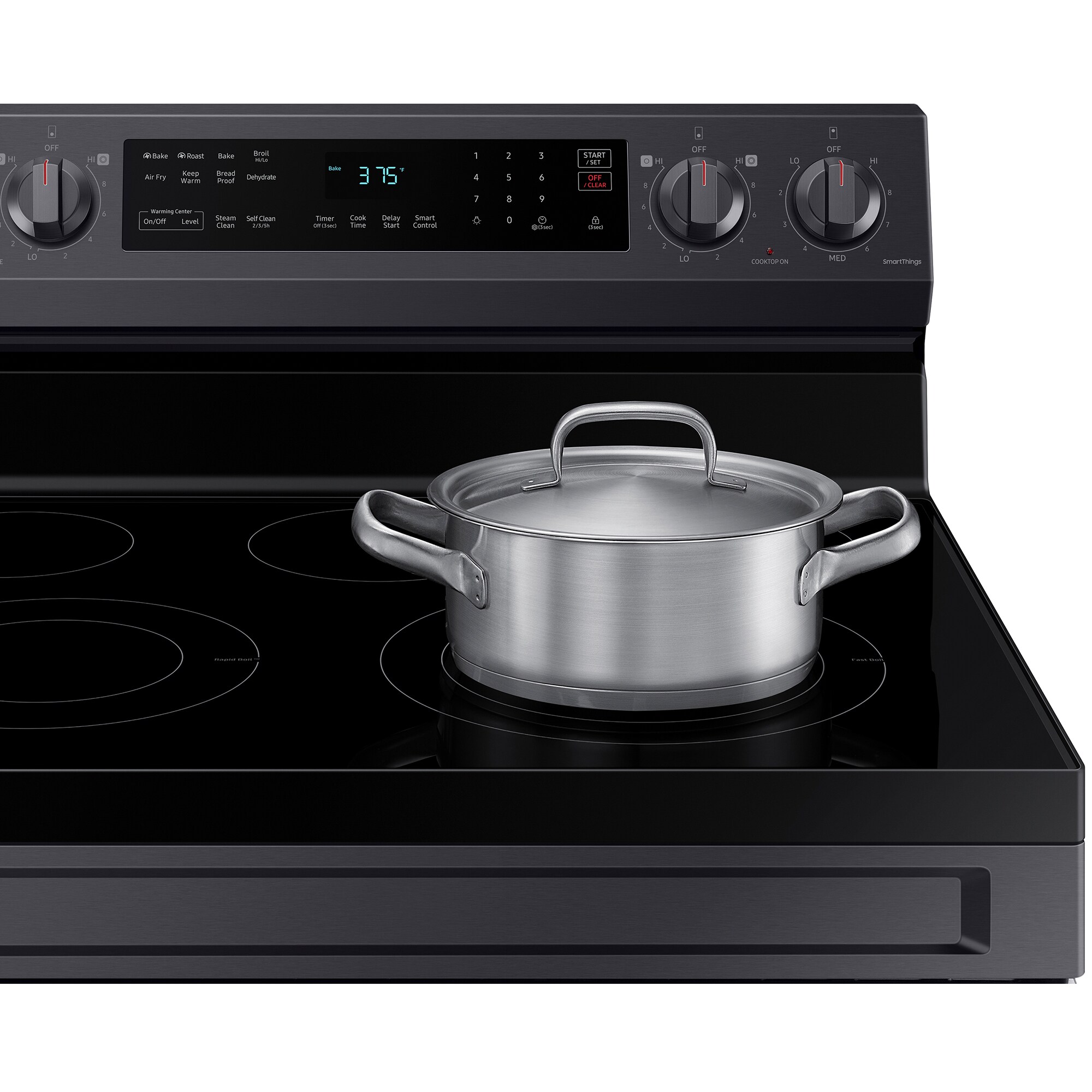 Samsung 30 in. 6.3 cu. ft. Smart Air Fry Standard Convection Electric Range with Smoothtop Burners - Fingerprint Resistant Black Stainless Steel, Fingerprint Resistant Black Stainless, hires