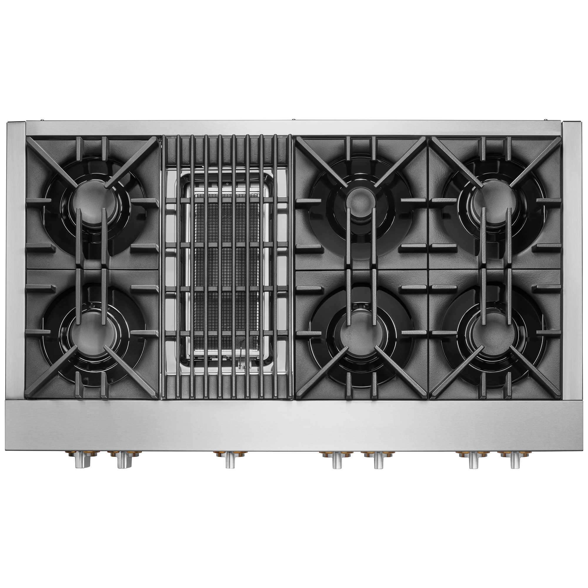 JennAir Rise 48 in. 6-Burner Natural Gas Rangetop with Grill, Simmer Burner & Power Burner - Stainless Steel, , hires