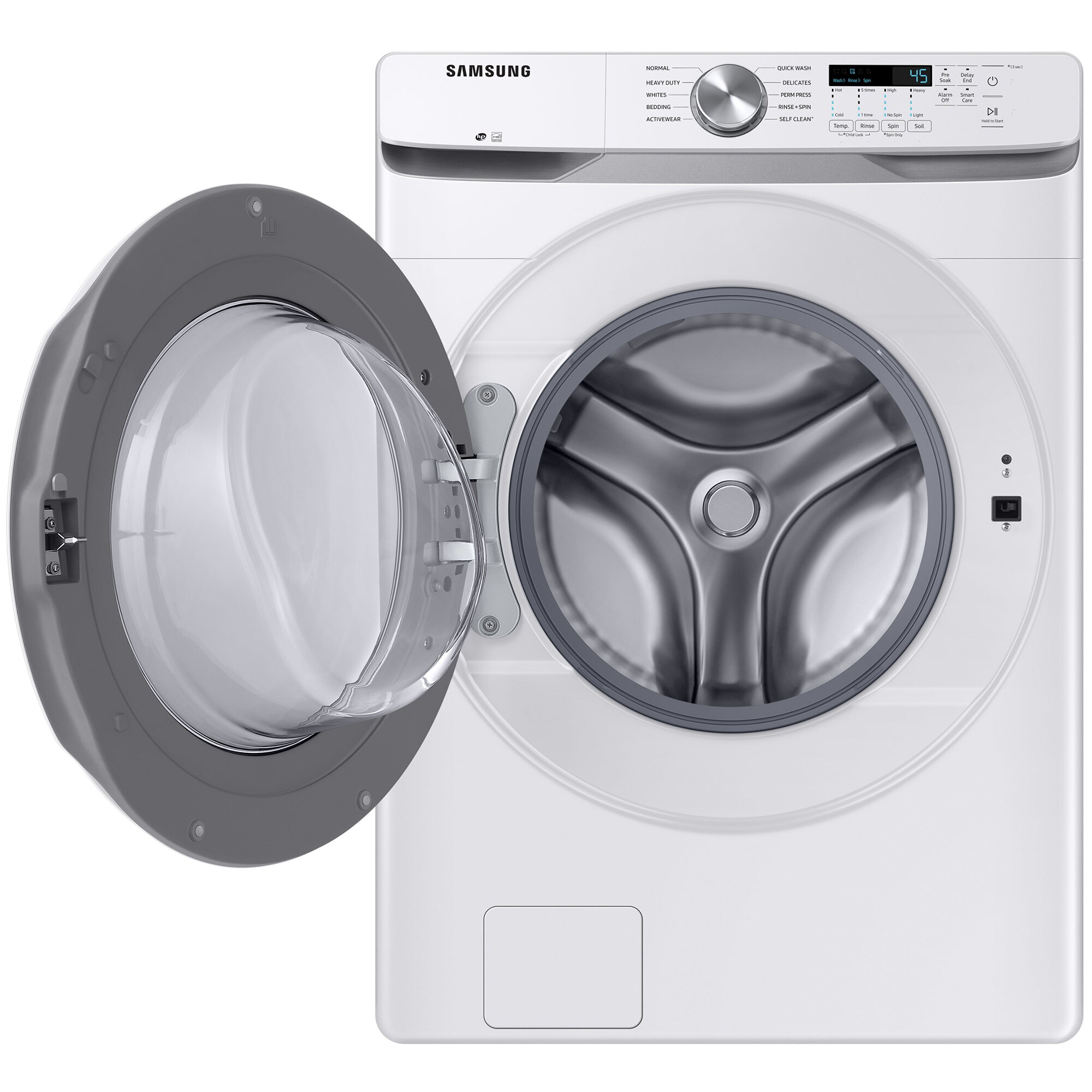 Samsung 27 in. 4.5 cu. ft. Smart Stackable Front Load Washer with 10 Wash Programs, 6 Wash Options & Self Clean - White, White, hires