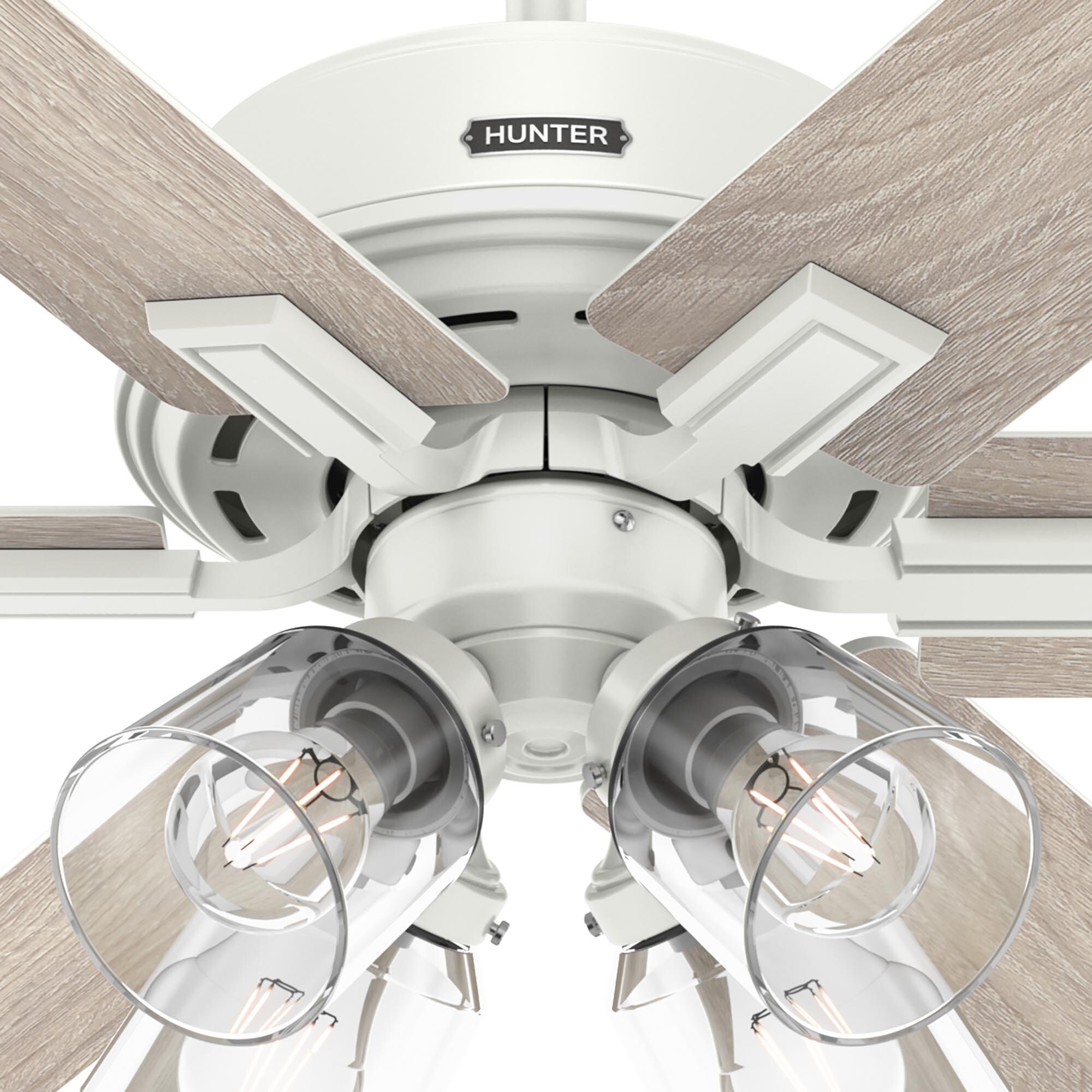 Hunter 52 in. Fonthill Energy Star HunterExpress Ceiling Fan with LED Light Kit & Handheld Remote - Brushed Nickel, Brushed Nickel, hires
