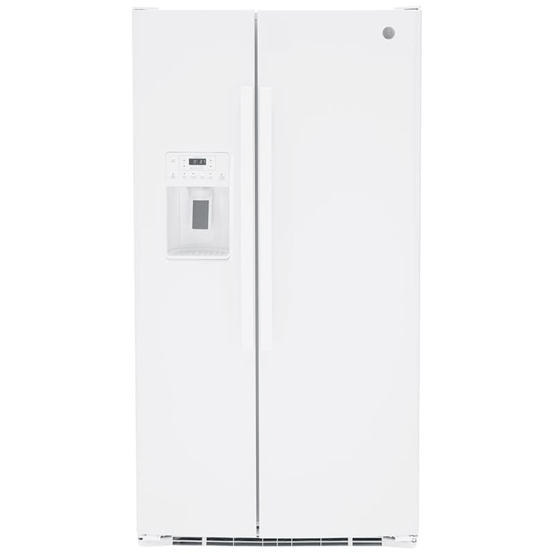 GE 36 in. 25.3 cu. ft. Side by Side Refrigerator with Ice & Water Dispenser - White, White, hires