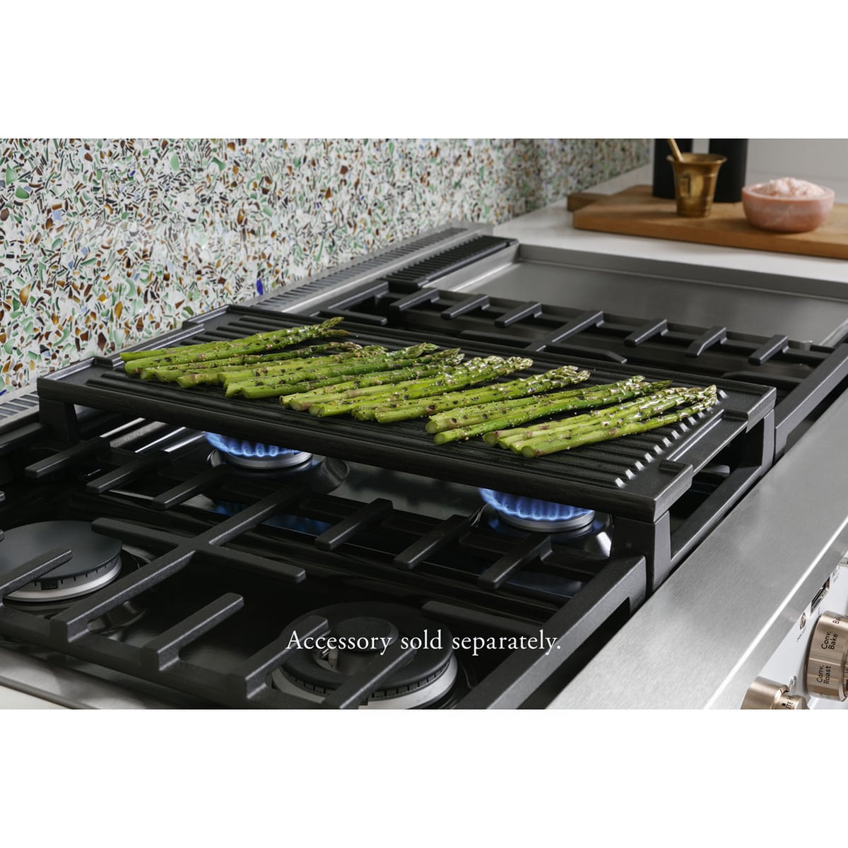 Cafe 36 in. 5.7 cu. ft. Smart Air Fry True European Convection Dual Fuel Range with 6 Sealed Burners - Stainless Steel, Stainless Steel, hires