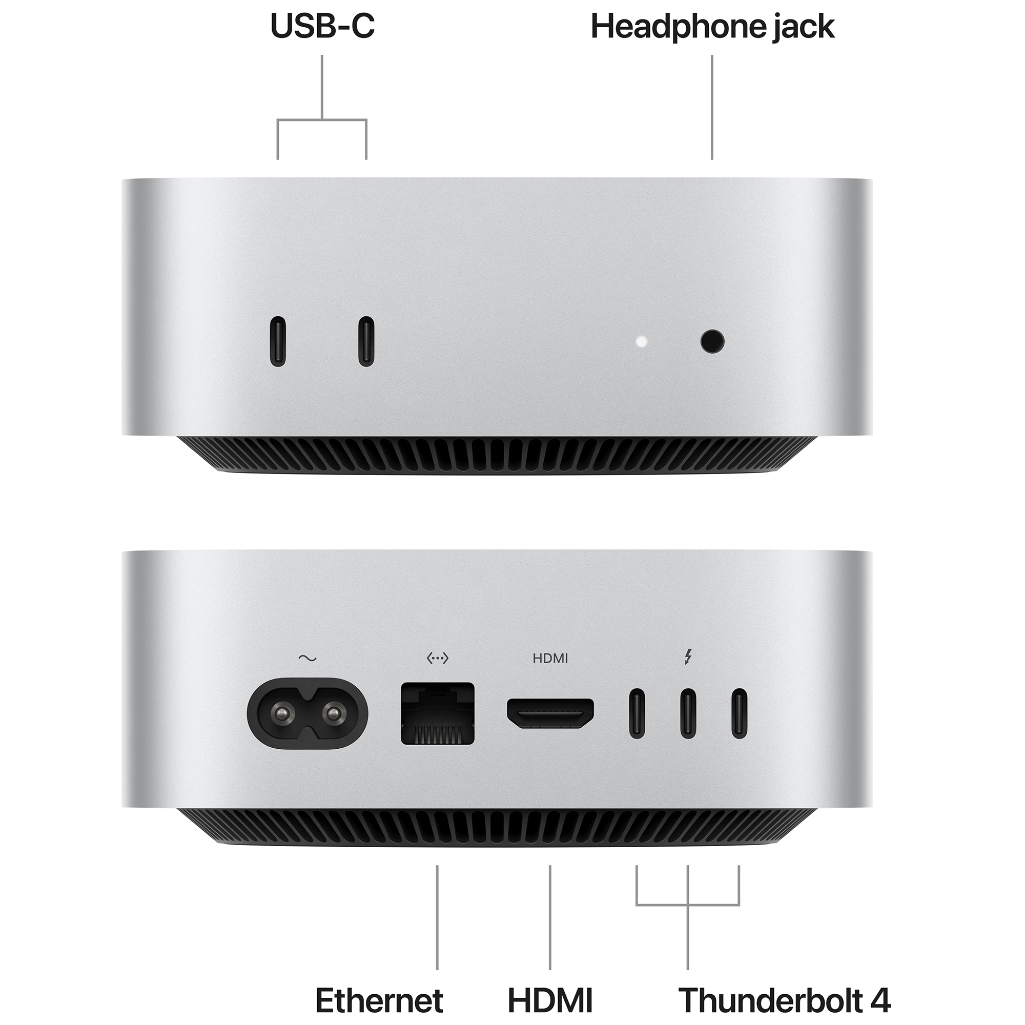 Apple Mac Mini (2024) with Apple M4 10-Core CPU, 10-Core GPU, 16 GB RAM, 256 GB SSD & Mac OS - Silver, , hires