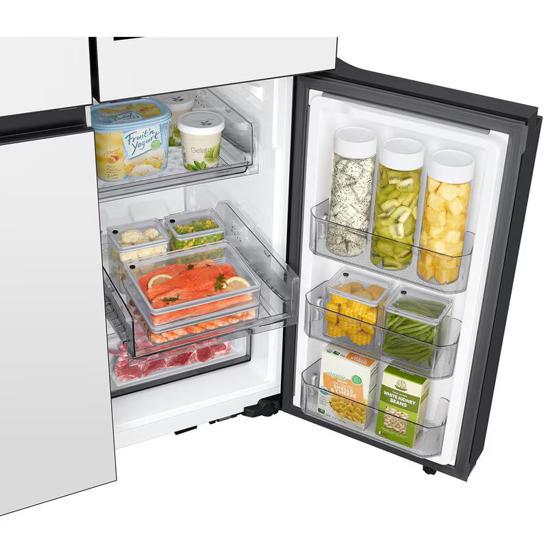Samsung Bespoke 36 in. 22.5 cu. ft. Smart Counter Depth 4-Door French Door Refrigerator with Internal Water Dispenser - White Glass, White Glass, hires