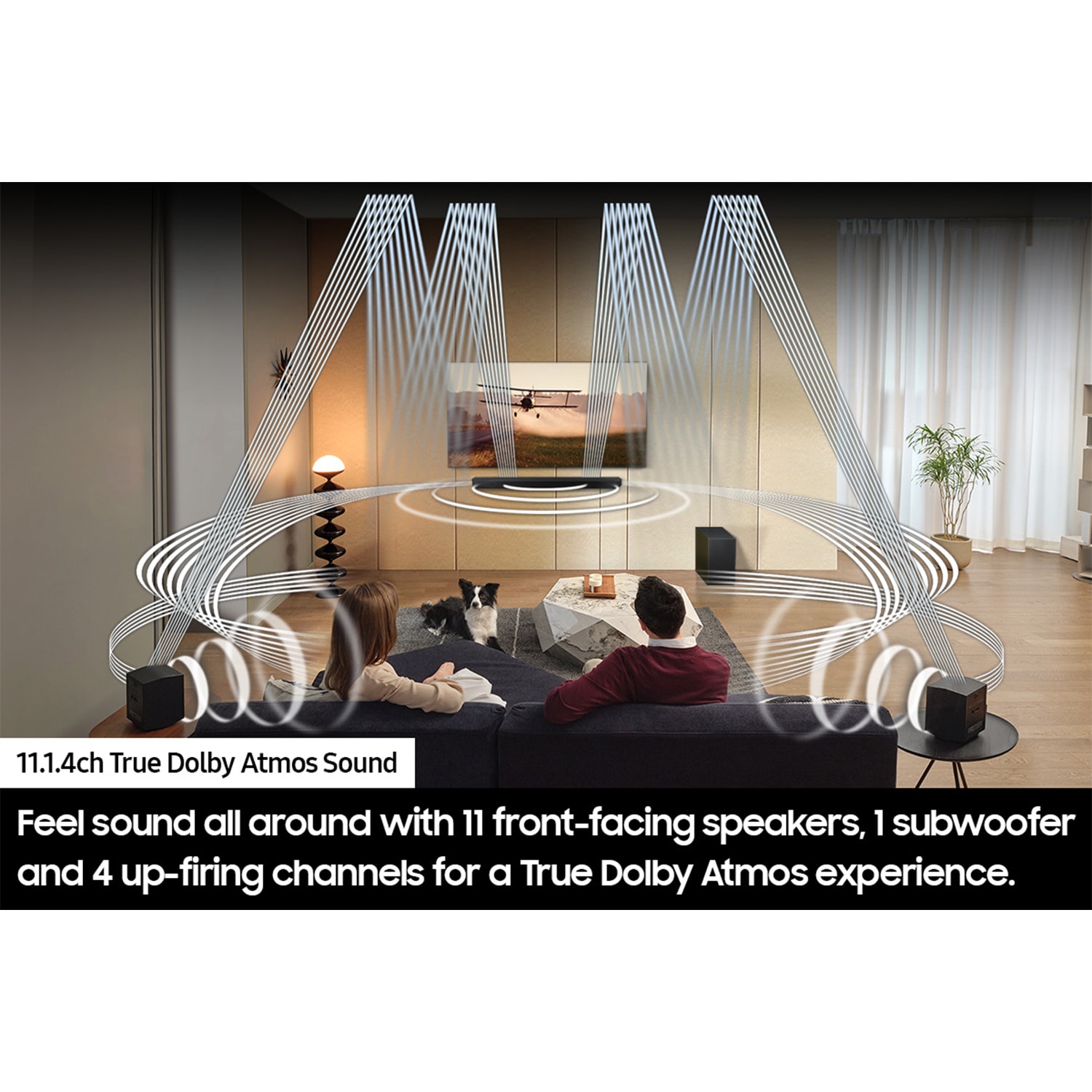 Samsung Q-Series 11.1.4 Channel Dolby Atmos Smart Sound Bar with Bluetooth & Wireless Subwoofer - Graphite Black, , hires