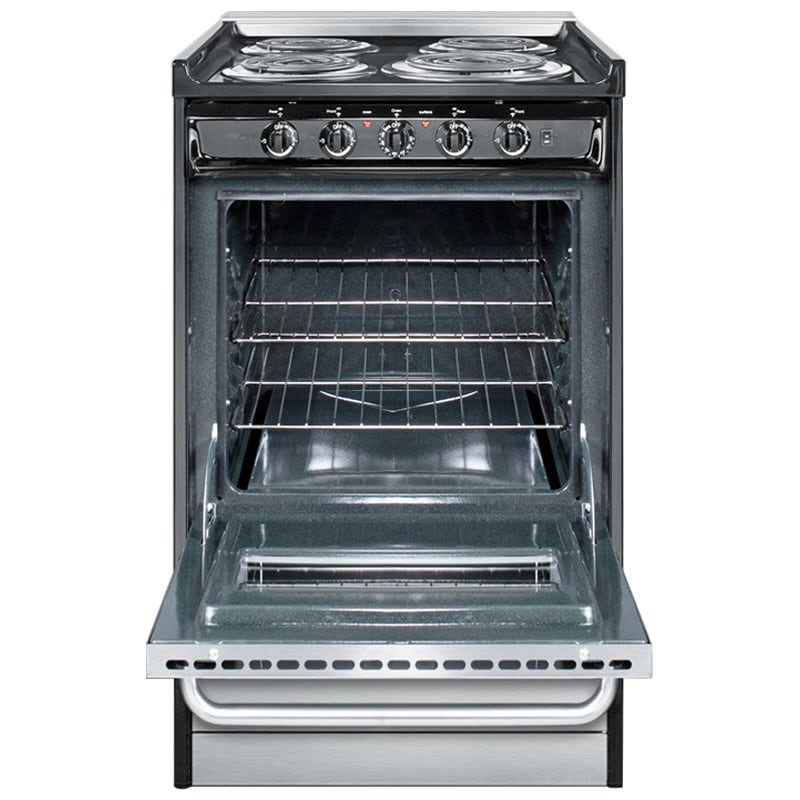 Summit 20 in. 2.4 cu. ft. Slide-In Electric Range with Coil Burners - Stainless Steel, , hires