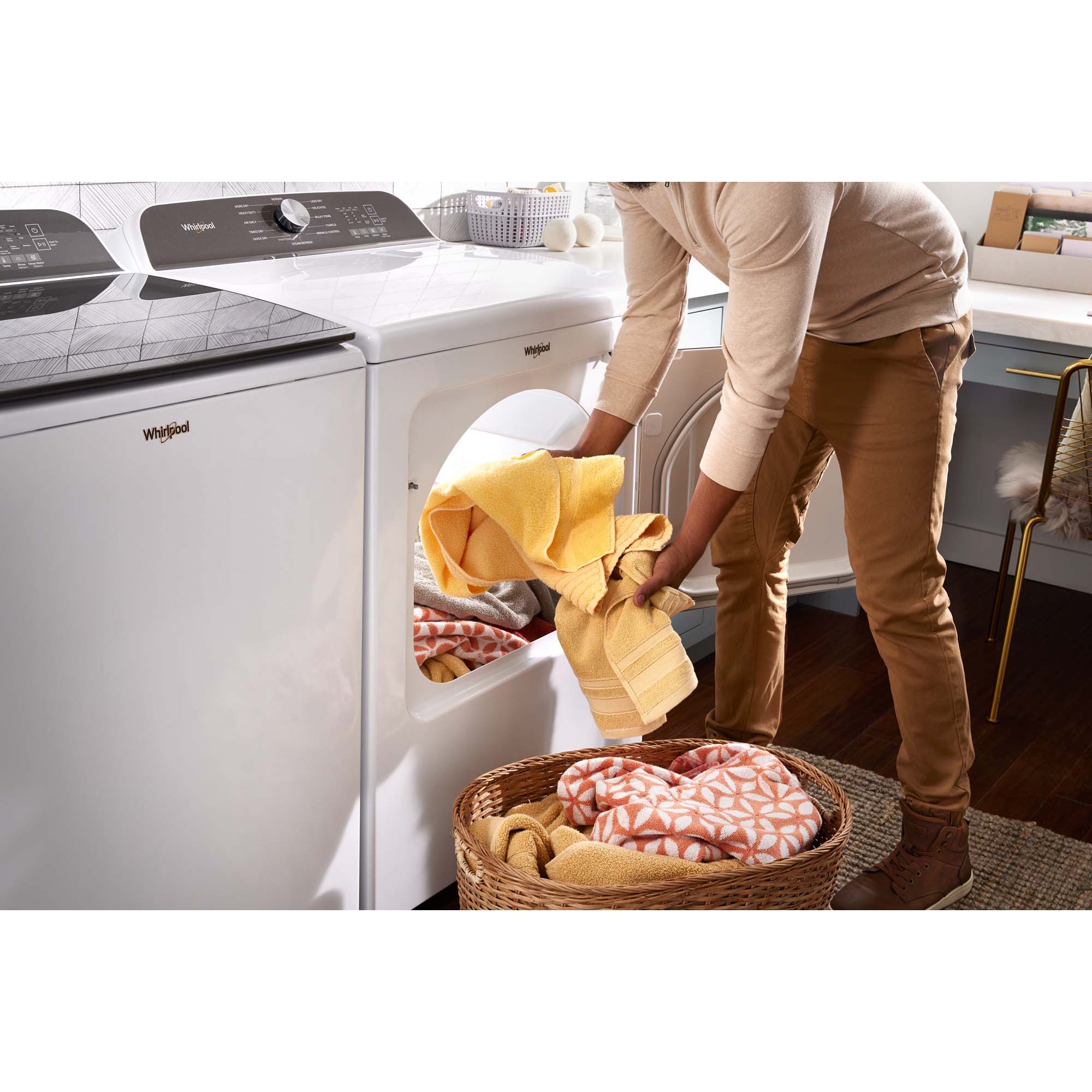 Whirlpool 29 in. 7.0 cu. ft. Electric Dryer with Wrinkle Shield Option, Steam Cycle & Sensor Dry - White, White, hires