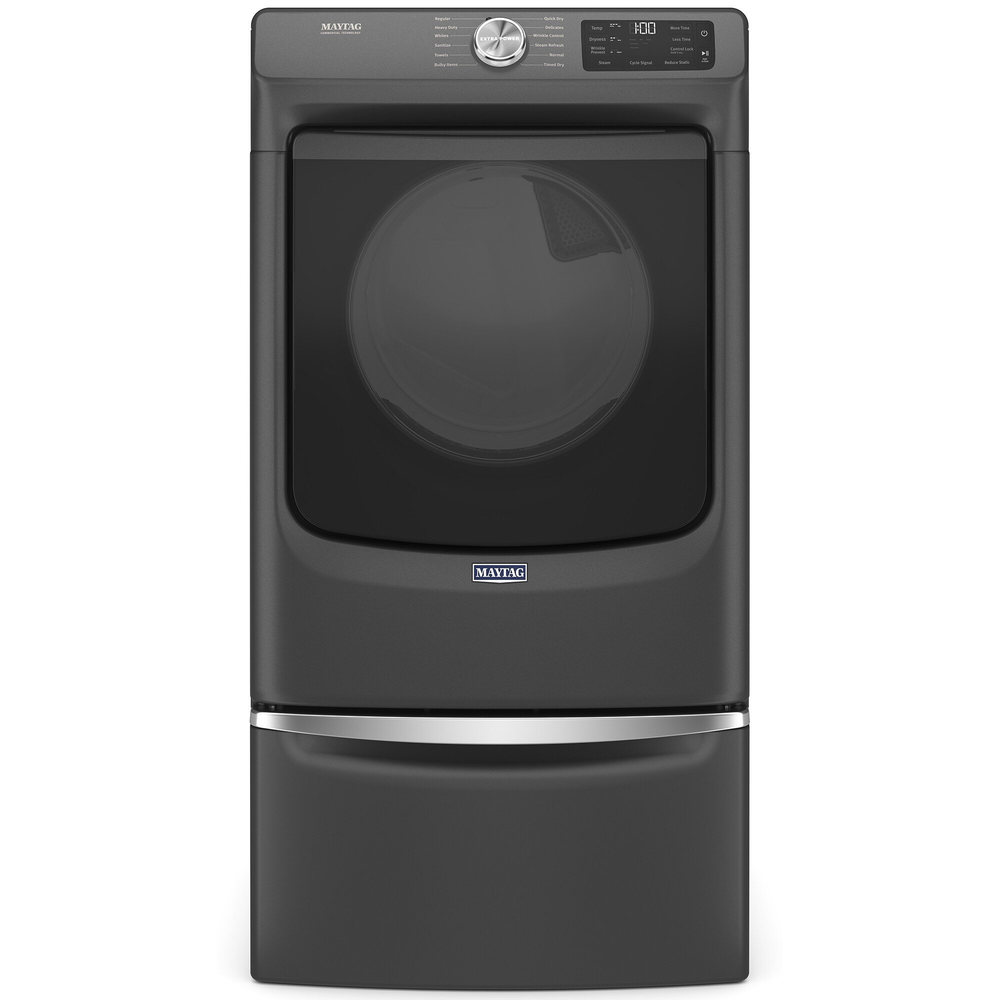 Maytag 27 in. 7.3 cu. ft. Front Loading Gas Dryer with 12 Dryer Programs, 9 Dry Options, Sanitize Cycle, Wrinkle Care & Sensor Dry - Volcano Black, , hires