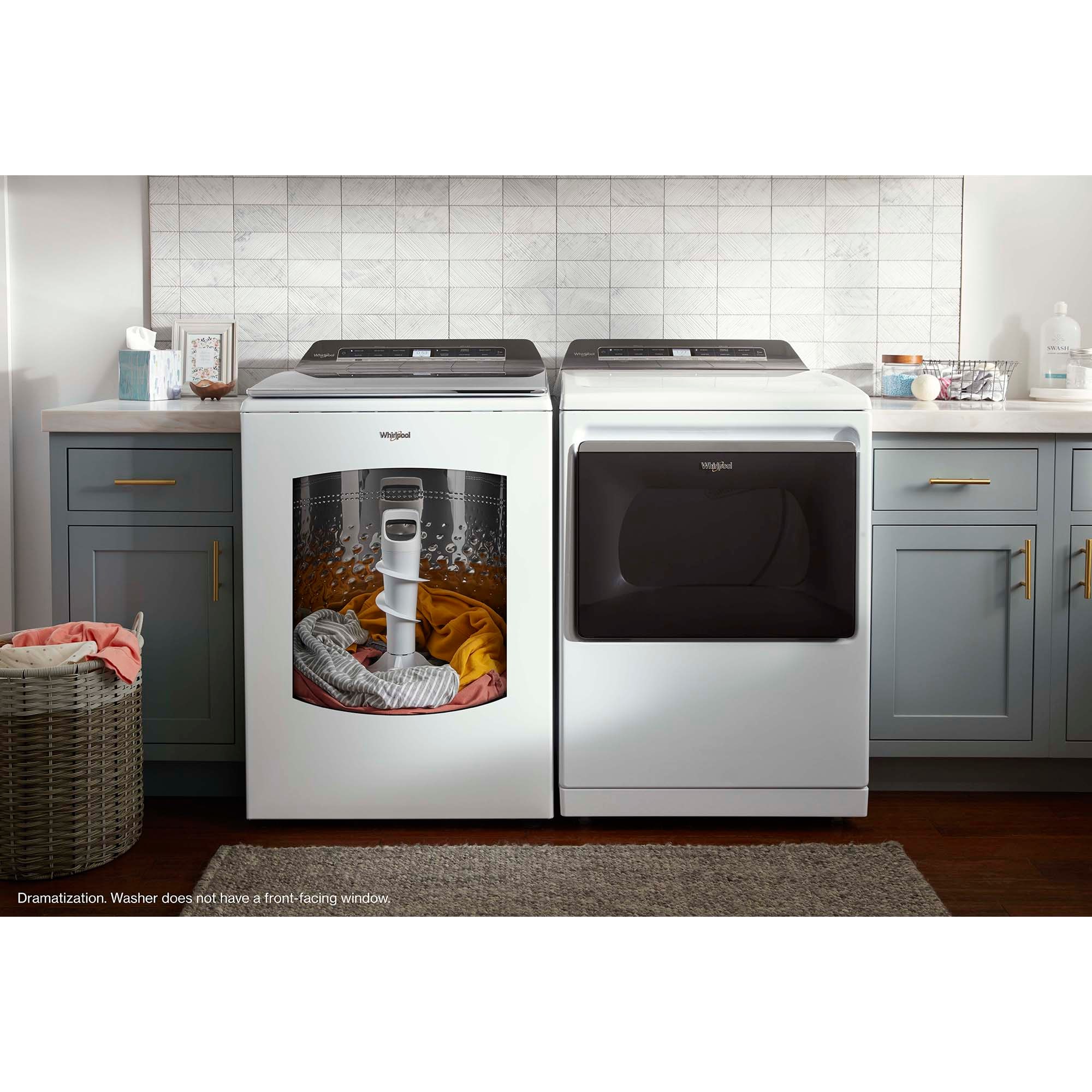 Whirlpool 27 in. 5.3 cu. ft. Smart Top Load Washer with 2-in-1 Removable Agitator & Sanitize with Oxi - White, White, hires