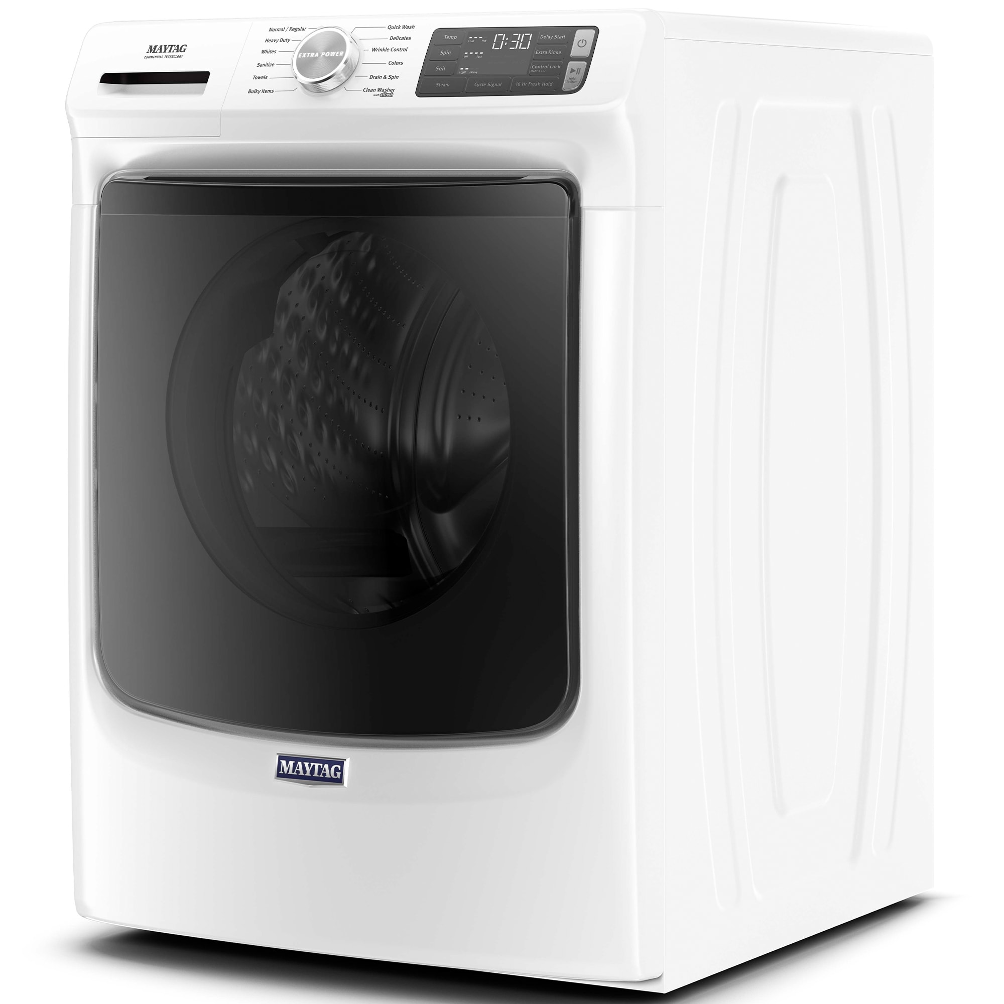 Maytag 27 in. 4.8. cu. ft. Stackable Front Load Washer with Extra Power, 16-Hr Fresh Hold Option, Sanitize & Steam Wash Cycle - White, White, hires