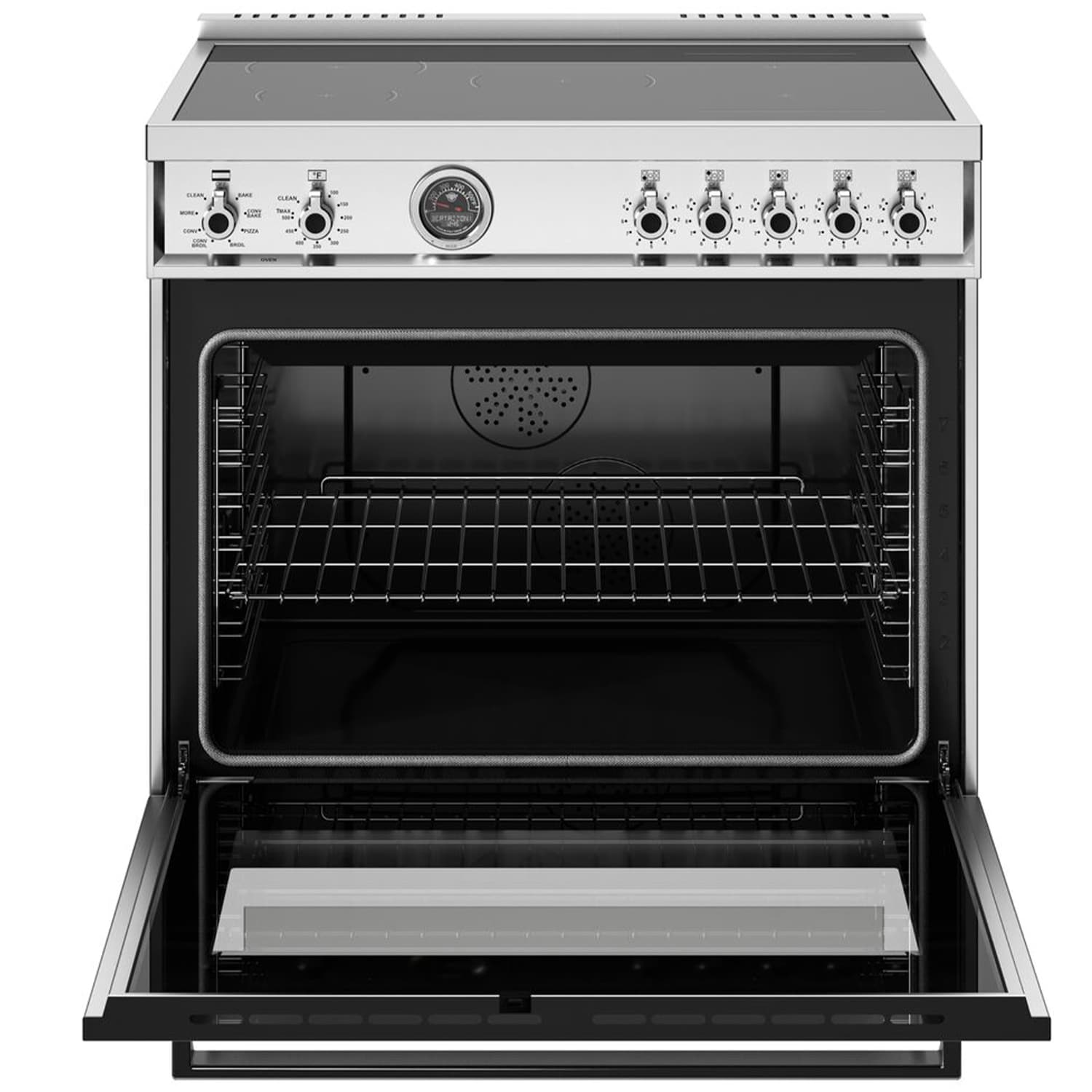 Bertazzoni Professional Series 36 in. 5.7 cu. ft. Air Fry Dual Convection Electric Range with 5 Induction Burners & Griddle - Stainless Steel, , hires