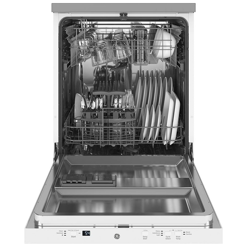 GE 24 in. Top Control Portable Dishwasher with 54 dBa Sound Level & Pocket - White, White, hires