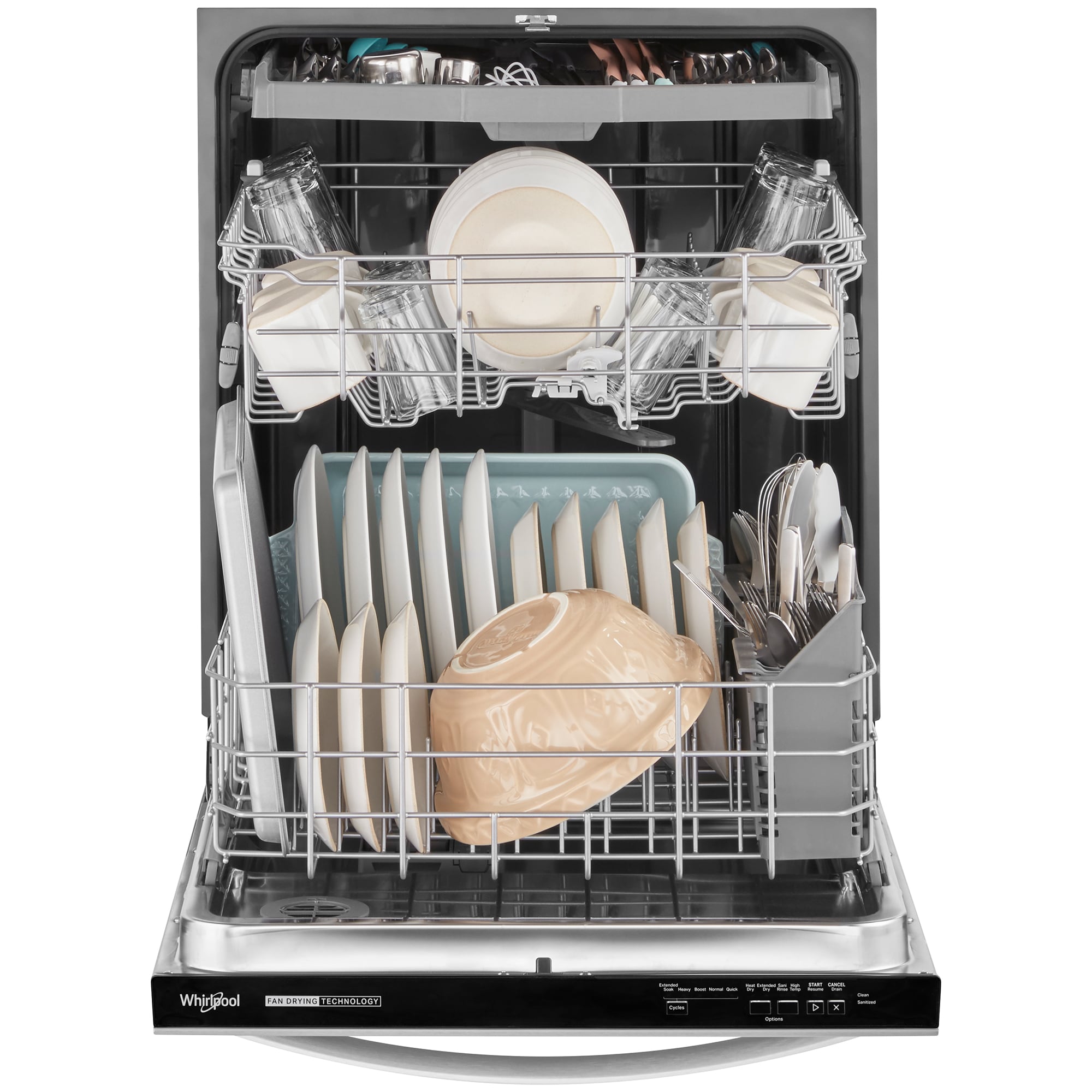 Whirlpool 24 in. Top Control Dishwasher with 51 dBa Sound Level & 3rd-Rack - Fingerprint Resistant Stainless, , hires