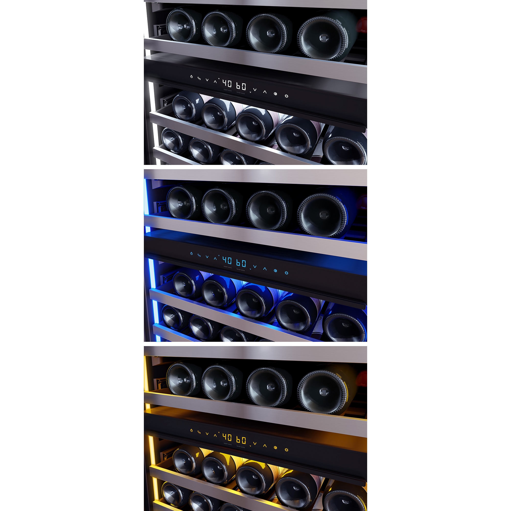 Zephyr Presrv Series 24 in. Wine Cooler with Wood Racks, Dual Temperature Zones & 132 Bottle Capacity - Stainless Steel, , hires