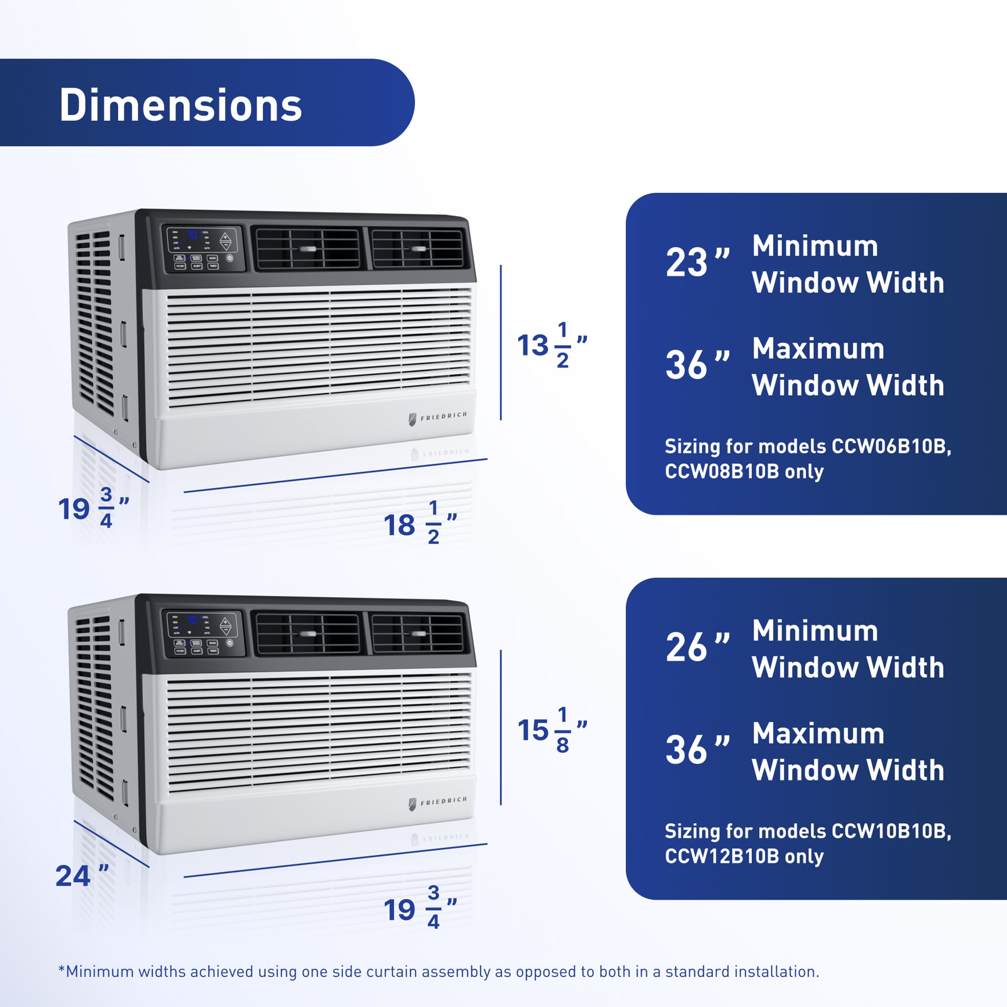 Friedrich Chill Premier Series 18,000 BTU 230V Smart Window/Wall Air Conditioner with 3 Fan Speeds, Remote Control - White, , hires
