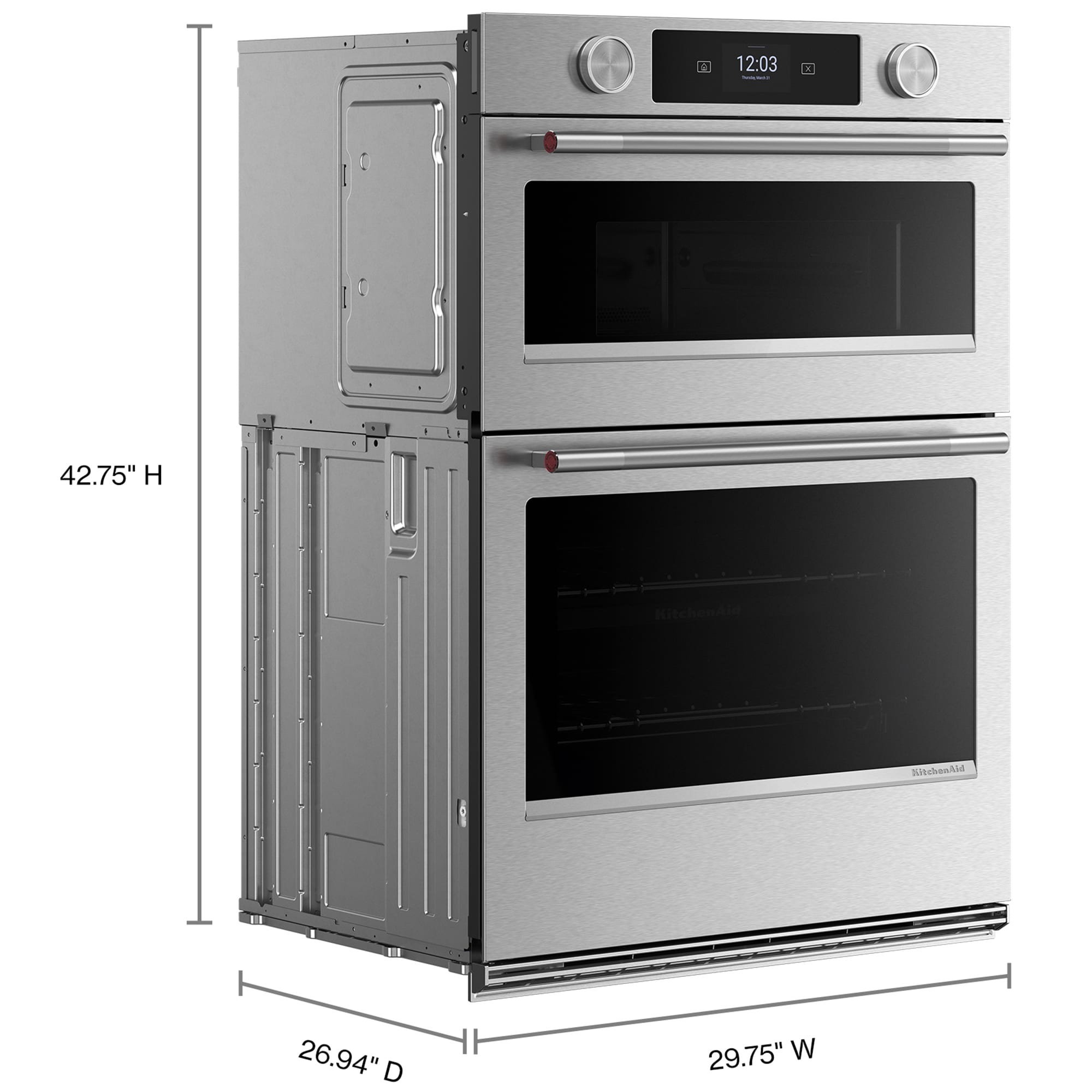 KitchenAid 30 in. 6.4 cu. ft. Smart Steam Electric Microwave/Wall Oven Combo with True European Convection & Sensor Cooking - Stainless Steel with PrintShield Finish, , hires