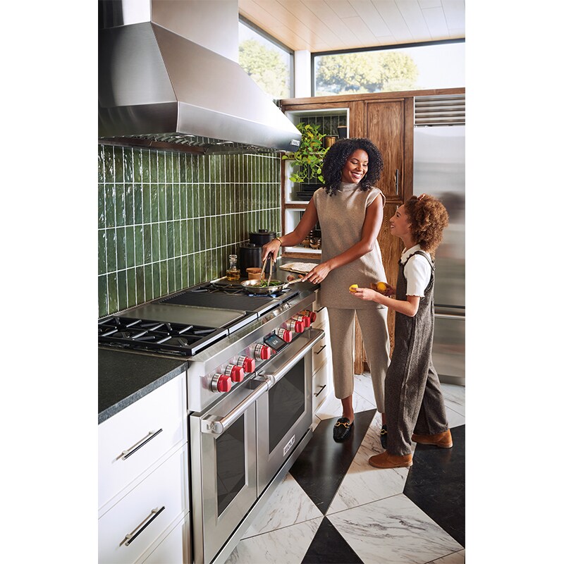 Wolf 48 in. Ducted Chimney Style Range Hood with 3 LED Lights - Stainless Steel, , hires