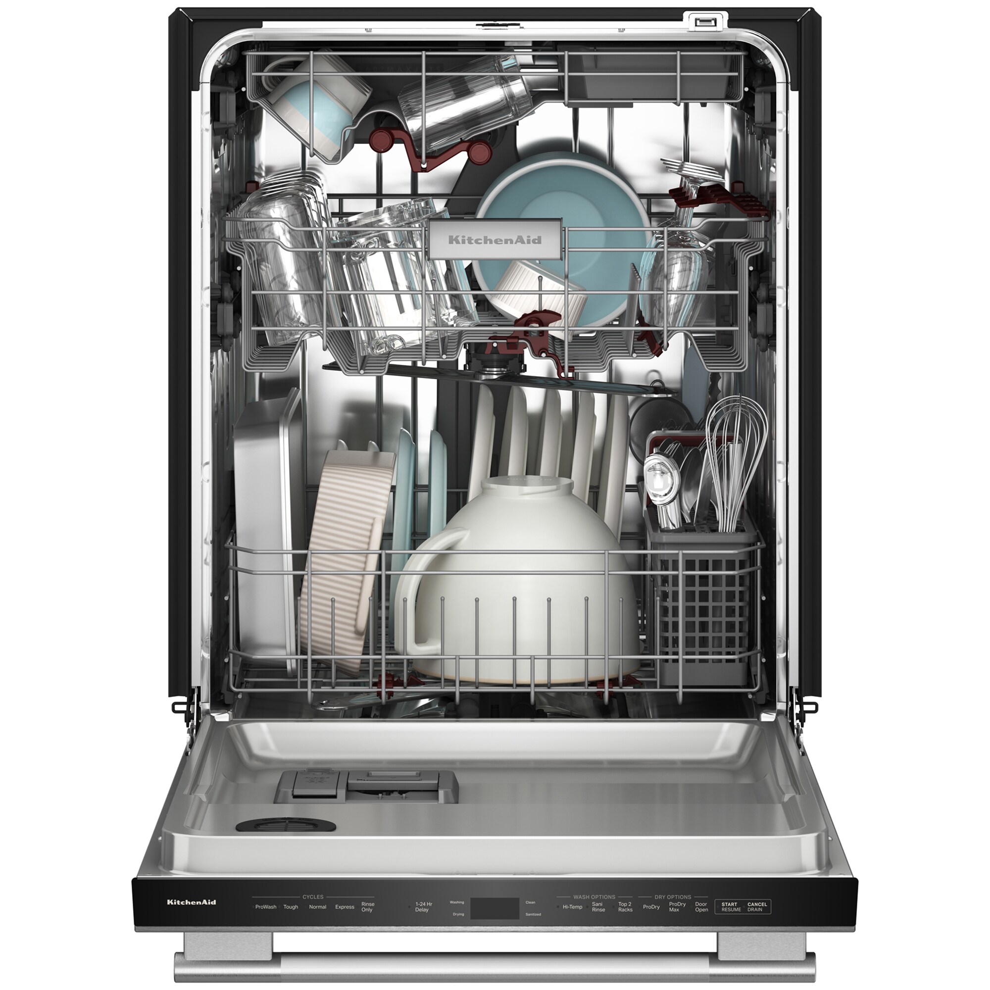 KitchenAid 24 in. Top Control Dishwasher with 44 dBA Sound Level, 3rd-Rack & Advanced ProDry System - Stainless Steel with PrintShield Finish, , hires
