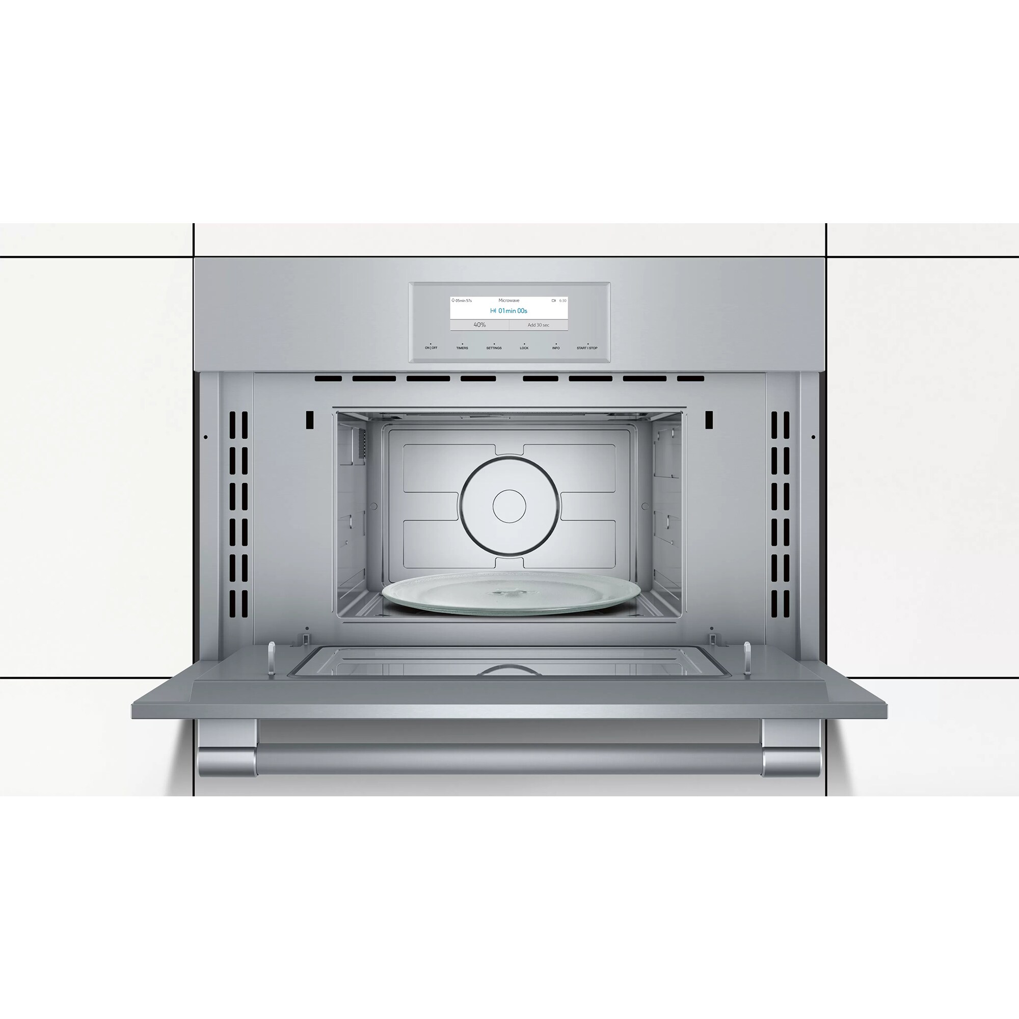 Thermador Professional Series 30 in. 1.6 cu. ft. 950W Built-In Microwave with Sensor Cooking - Stainless Steel, , hires