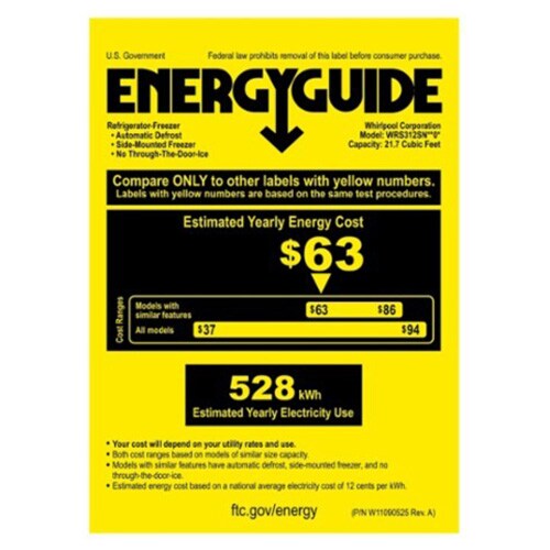 Whirlpool 33 in. 21.7 cu. ft. Side by Side Refrigerator - Monochromatic Stainless Steel, Monochromatic Stainless Steel, hires